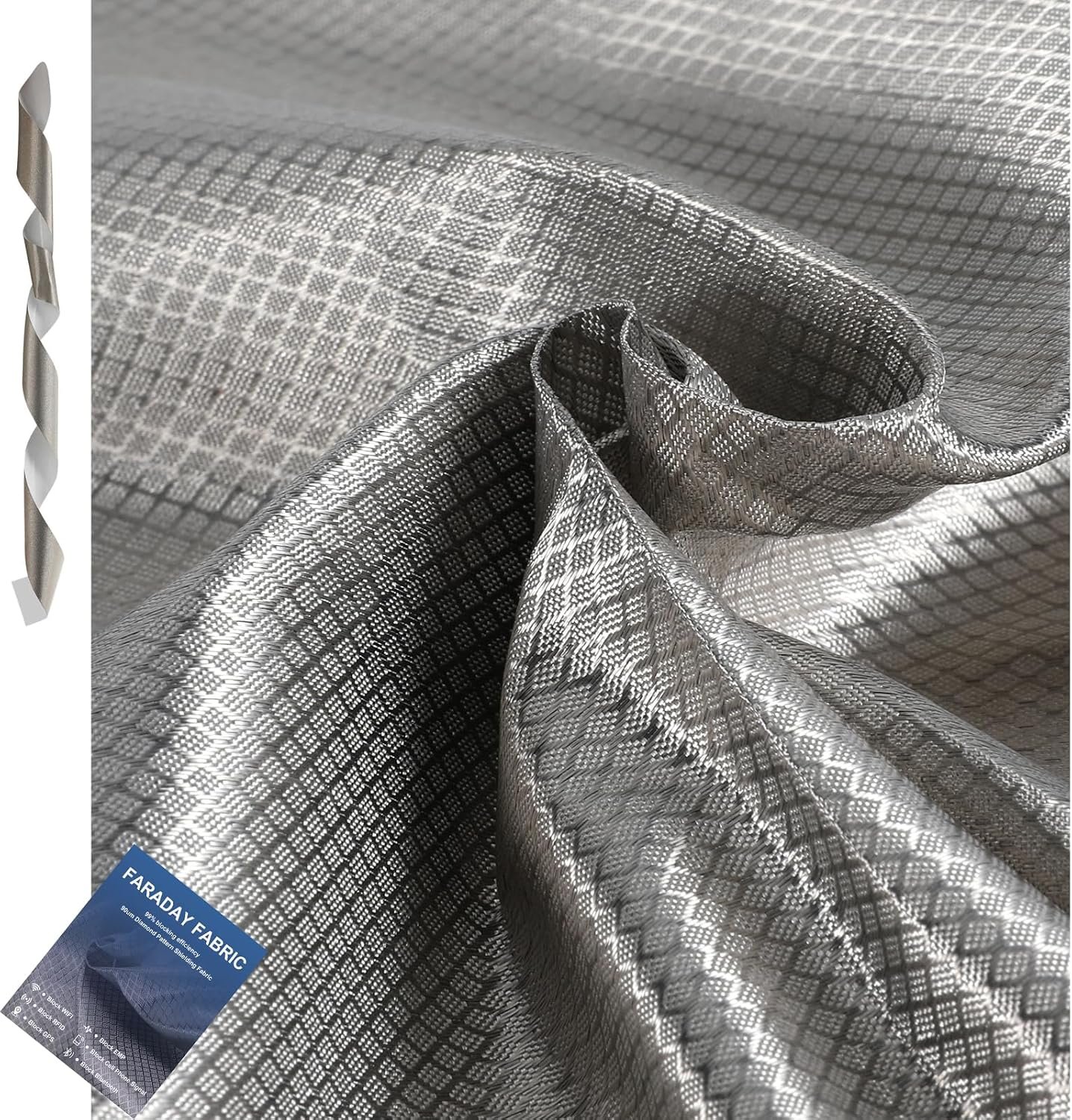 Faraday Fabric 1 Yard,Signal & GPS Blocking,Conductive Faraday EMP Proof Cloth,Ideal for Privacy DIY Projects, 44″ W x 36″ L Fabric Cloth with Faraday Tape