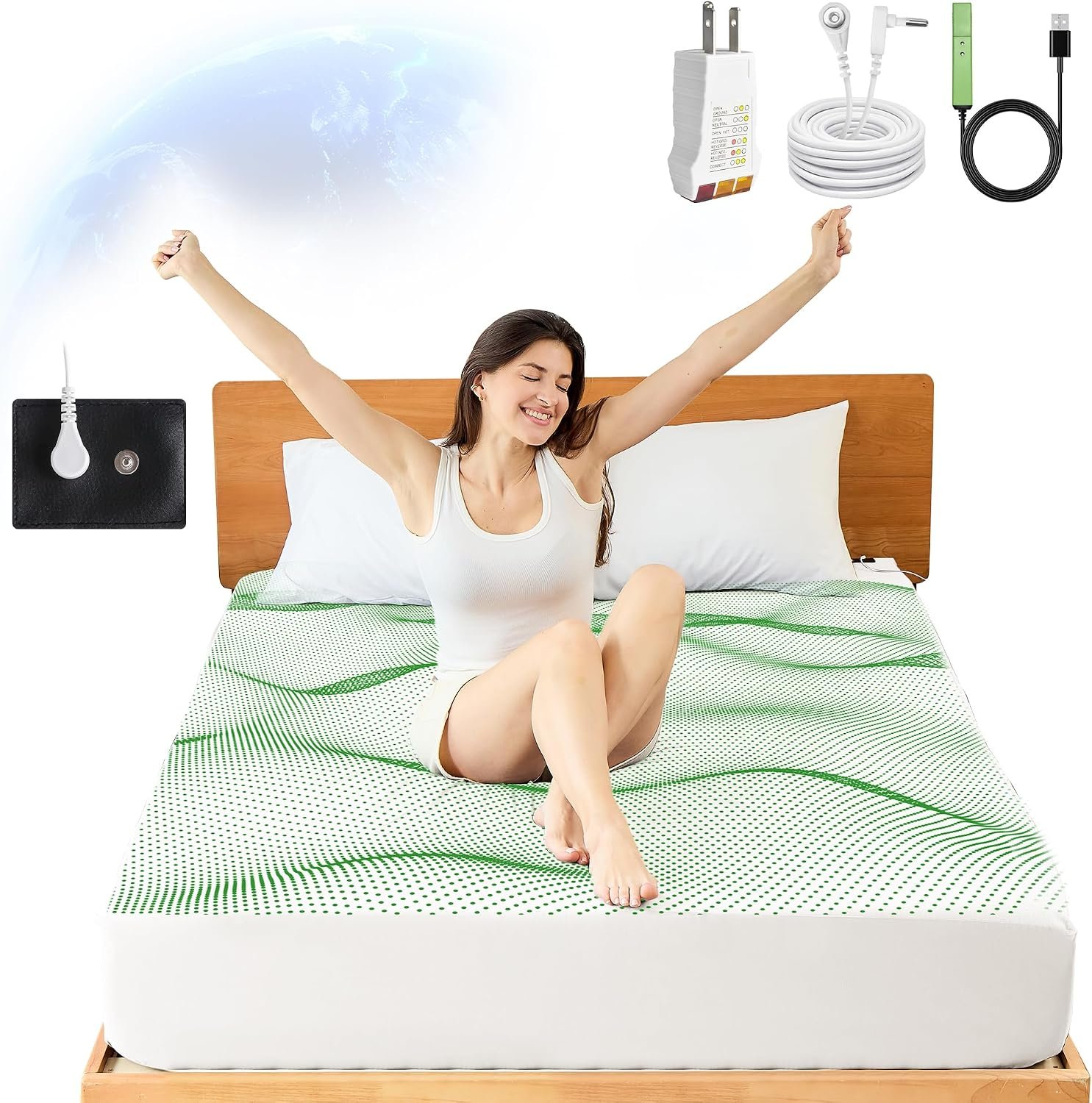 Earth Grounding Sheet Twin Size – 20% Silver Fiber+80% Cotton Earthing Sheets Grounded Well Bed Sheet – Conductive Earth Grounding Fitted Sheet for Better Sleep(White, Twin, 35″x75″x15″)