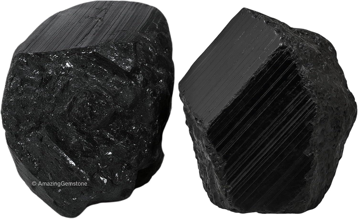 Amazing Gemstone Genuine Black Tourmaline Crystals Stone Raw Protection for Healing, Natural Rocks for Tumbling – Turmalina Negra Original (2 Pieces)