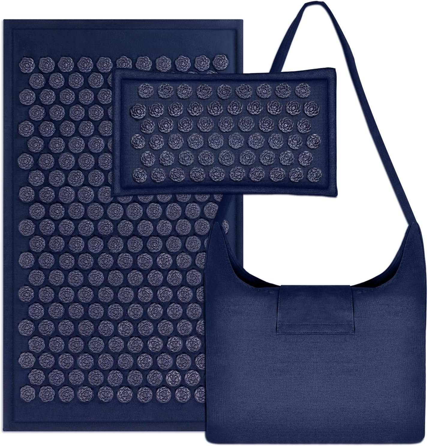 LadyRosian Acupressure Set for Back and Neck Pain Relief, Muscle Relaxation Stress Relief Acupressure Mat and Pillow Set with Bag (Navy Blue)