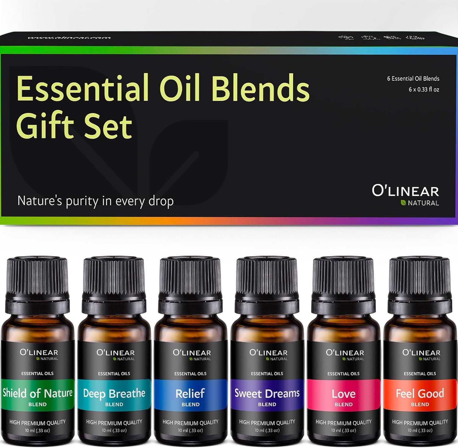 O’linear Essential Oils 6 Blends Set – Perfect for Humidifiers and Diffusers, Aromatherapy Diffuser Oils Scents, Essential Oil Kit for Home Use, Essential Oil Pack with Various Scents