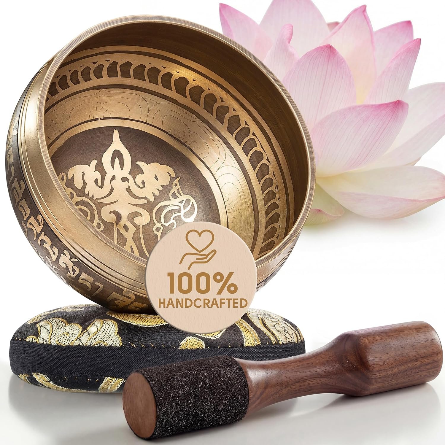 Silent Mind Tibetan Singing Bowl Set – Easy to Play & Beginner Friendly Meditation Bowl with Cushion & Mallet | Stress Relief & Mindfulness | Gift-Ready