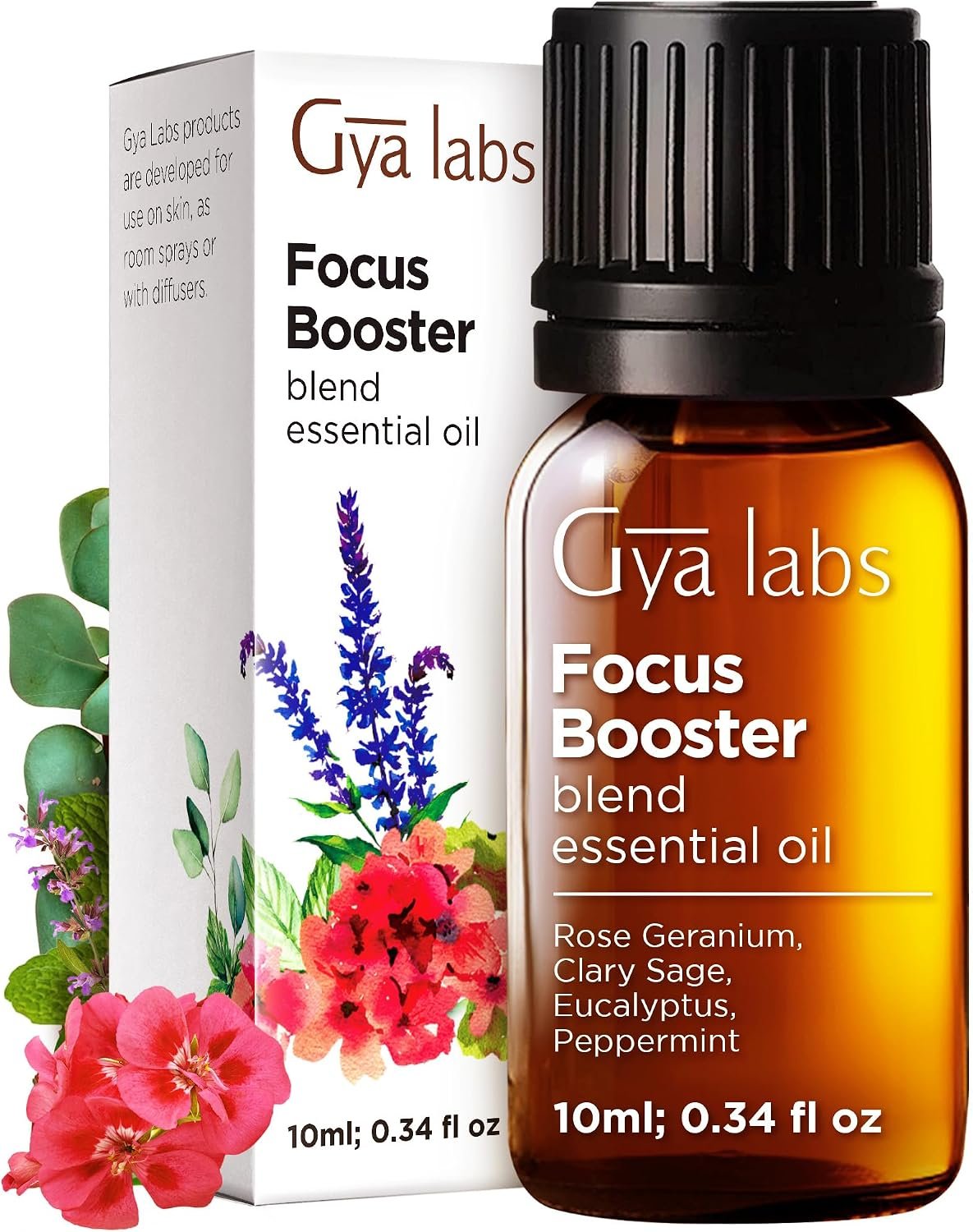 Gya Labs Focus Booster Essential Oils Blends – 0.34 Fl Oz – for Diffuser, Home, Humidifier, Aromatherapy and DIY Candle Making Scents