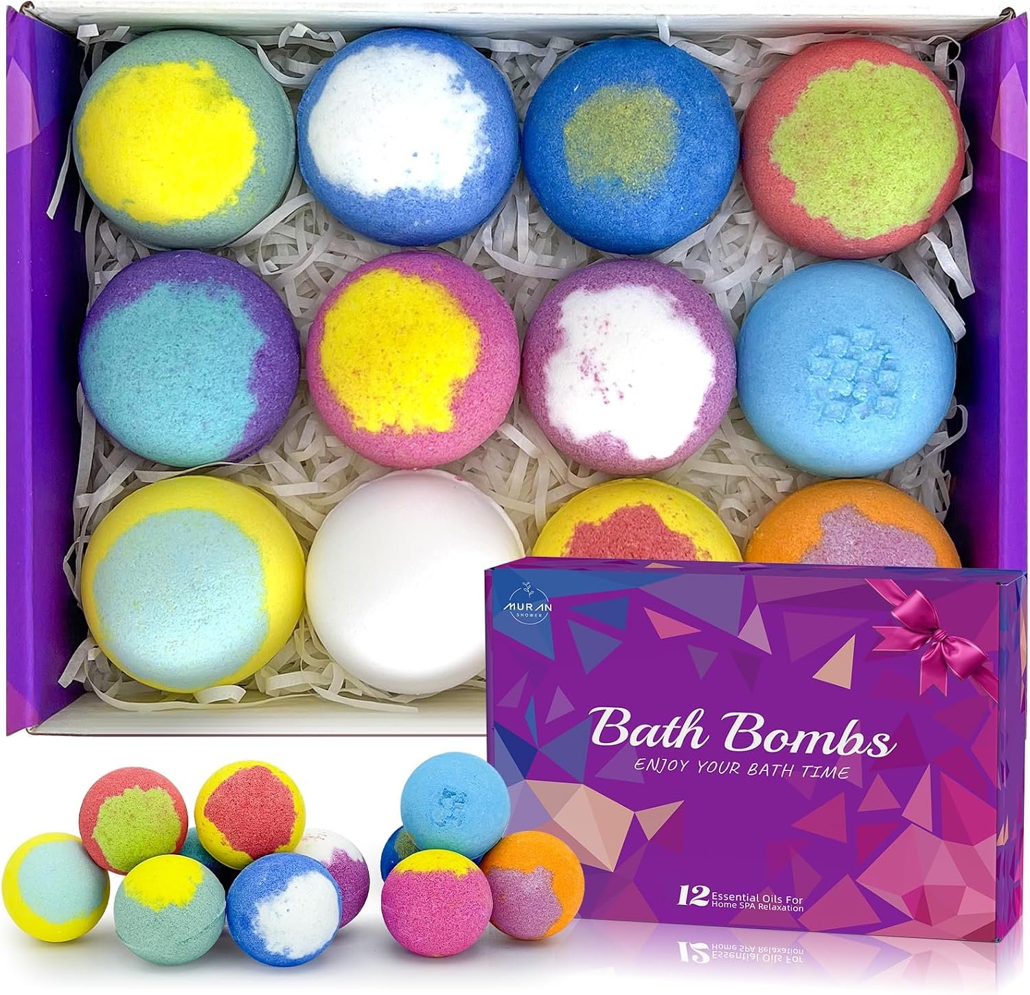 Bath Bombs for Women Gift Set 12 Pack Natural Relaxing Bath Bombs for Her，Aromatherapy Bubble Bath & Fizzy, Halloween Boo Basket Birthday Gifts for women Mom Gifts idea For wife/Teens, girlfriend,Kids