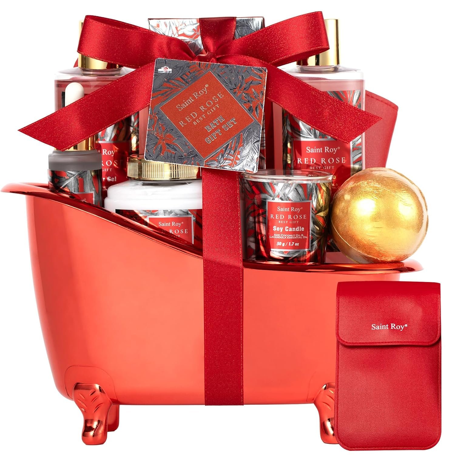 Gifts for Women Birthday Gift Basket Spa Gift Basket Spa Gift Set For Women | Red Rose Bath and Body for Her in Floral Scents Bath Kits, Home Spa Gift Basket, Bath Spa Kit for Mothers day Birthday Gifts