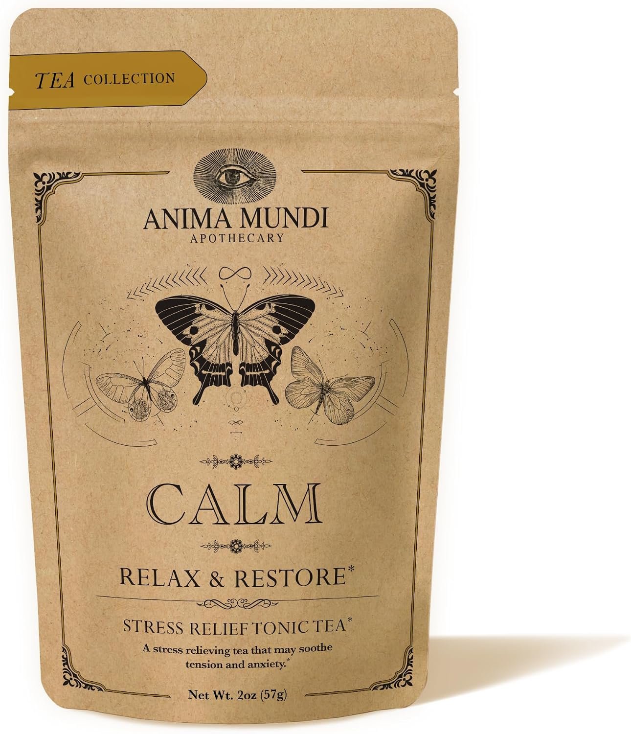 Anima Mundi Apothecary Calm Stress Relief Tonic Tea – Loose Herbal Blend Tea with Chamomile, Rose and Ashwagandha (2oz / 57g)