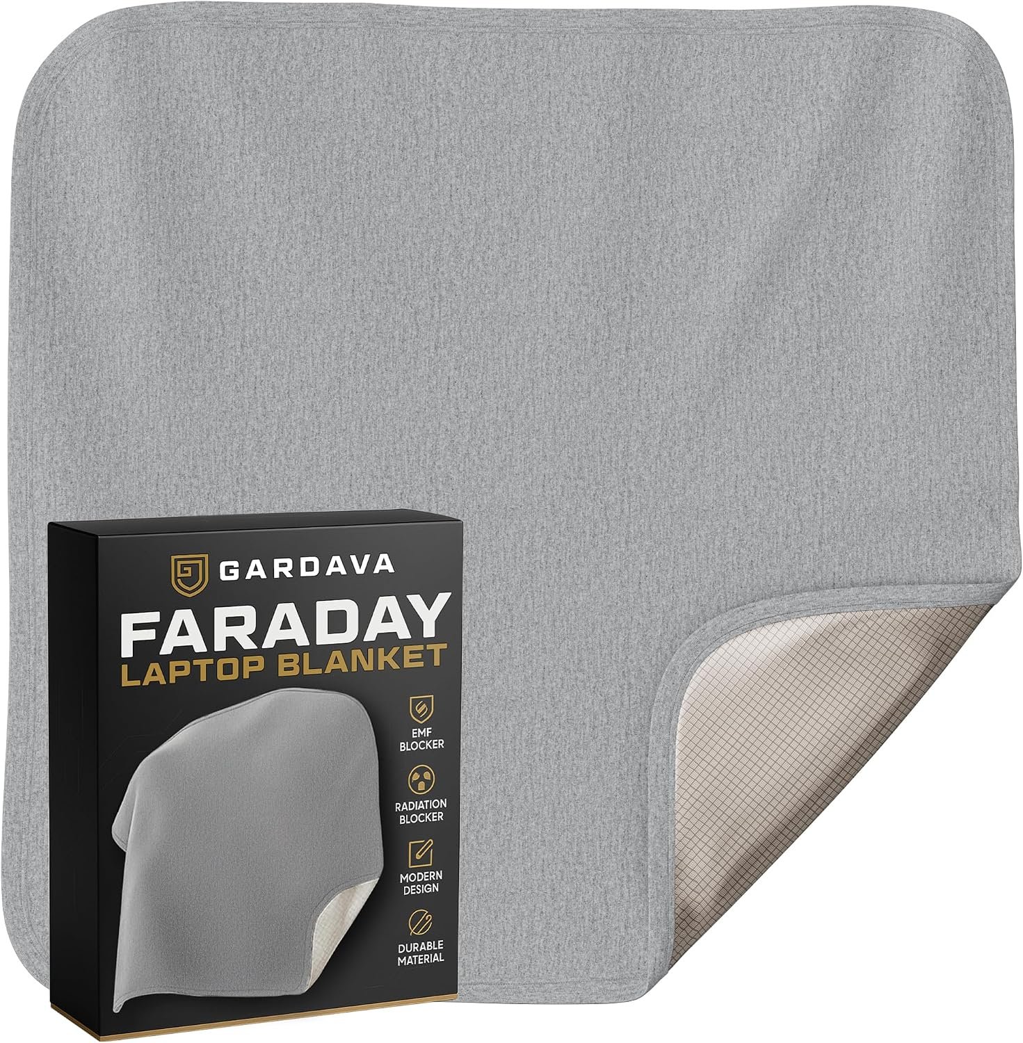 Faraday Blanket for Lap – New for 2026 – Electromagnetic Sheilding While Using Your Laptop, Cell Phone or Other Electronics, 3rd Party Tested (18″x18″), Gray