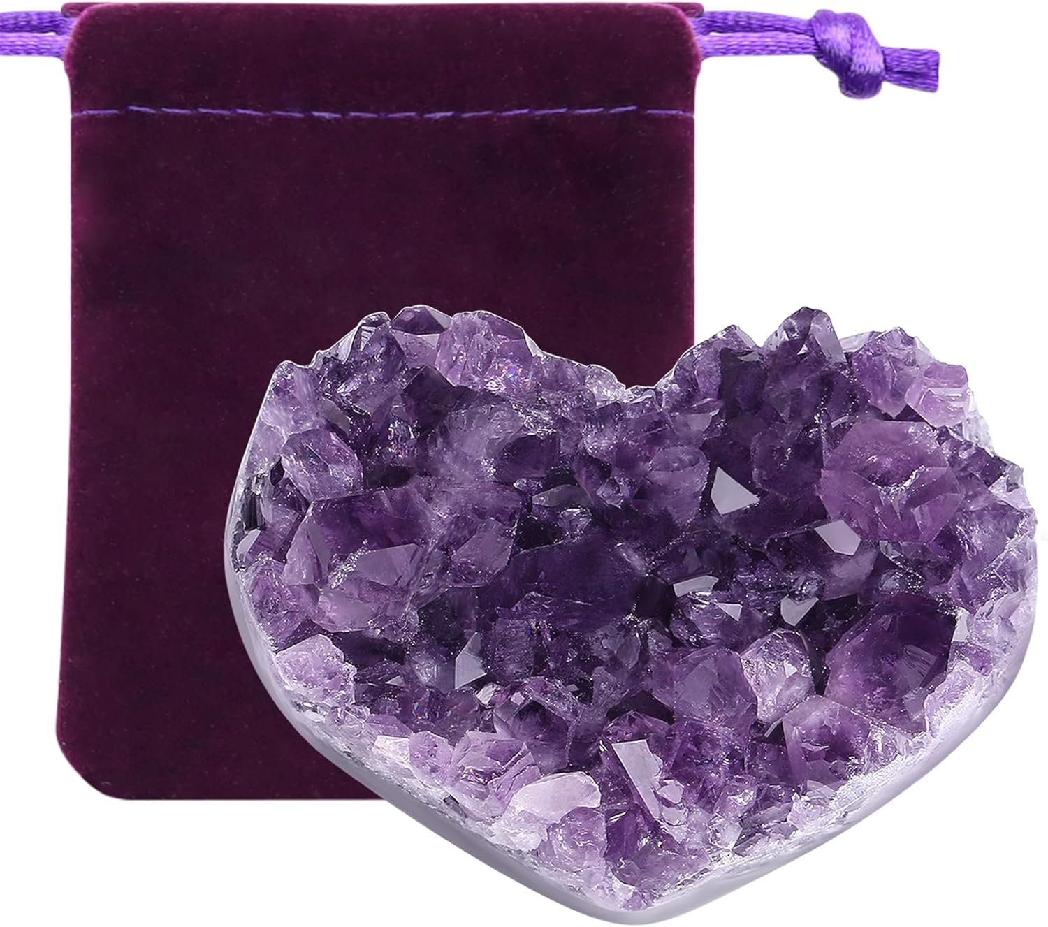 ZHIYUXI Amethyst Crystals and Healing Stones Heart Shaped Rocks Meaningful Birthday Gifts Geode Gemstones Good Luck Gifts Purple Gifts for Women Purple Room Decor Raw Crystals Cluster Reiki 1.2-1.6″