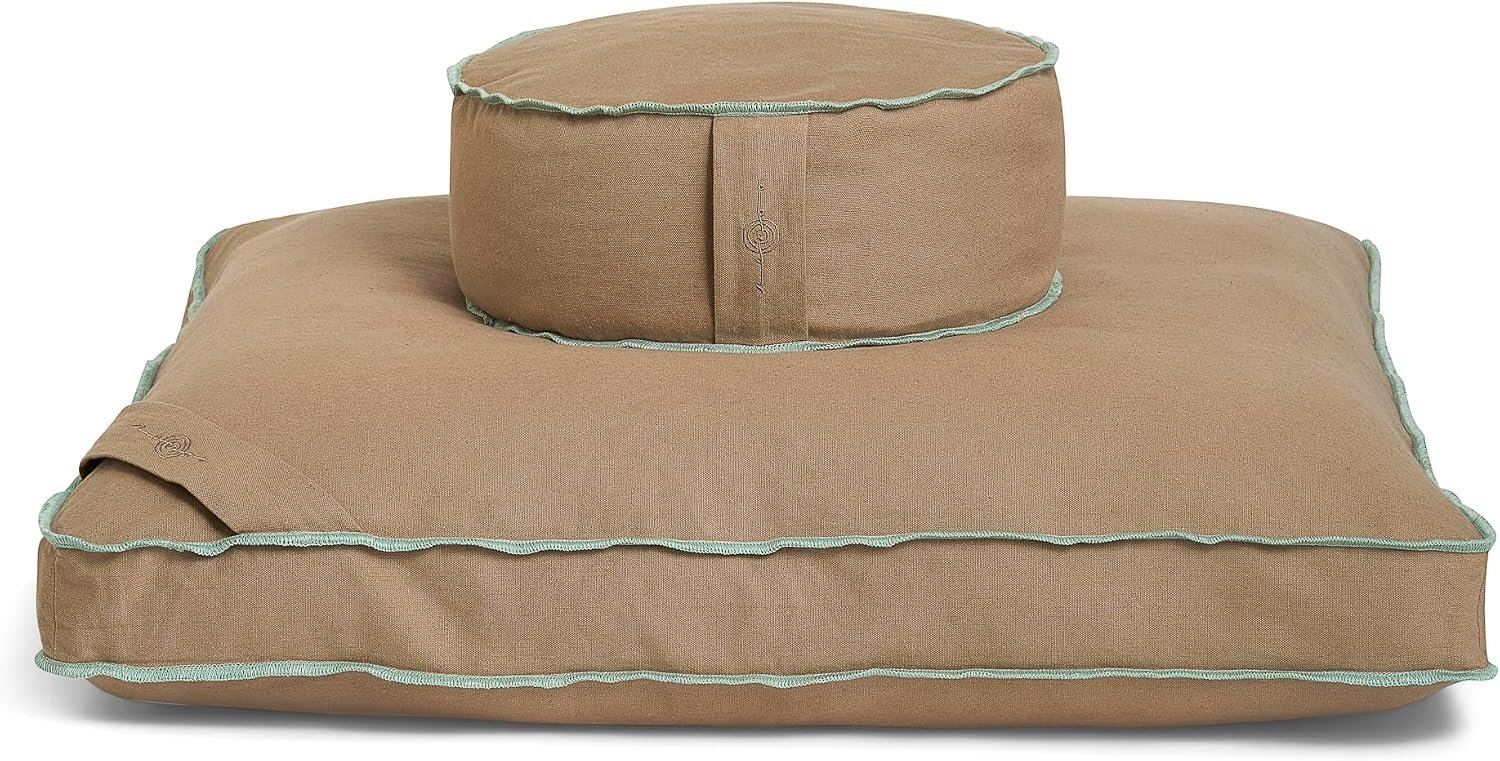 renoo Meditation Cushion Set – Zafu Meditation Pillow and Zabuton Floor Cushion – Adjustable Organic Buckwheat and Cotton Fill – GOTS Certified Cotton Washable Covers – 30x30x10 – Multiple Colors