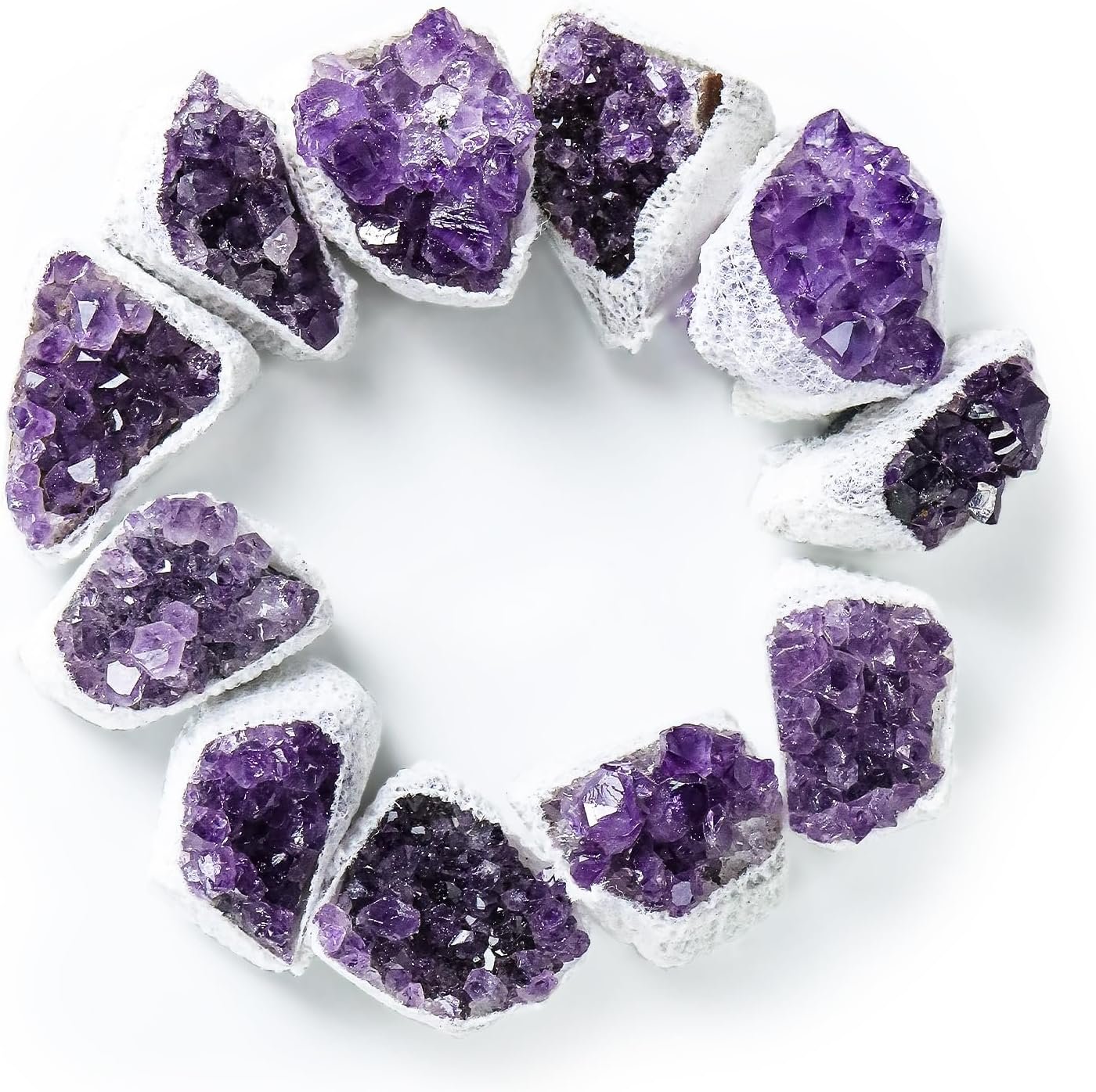 Natural Amethyst Cluster Crystals and Healing Stones,Raw Rough Rocks Gem Stones Meditation Spiritual Protection Home Decor Reiki Gifts for Women Adults,9pcs in Box