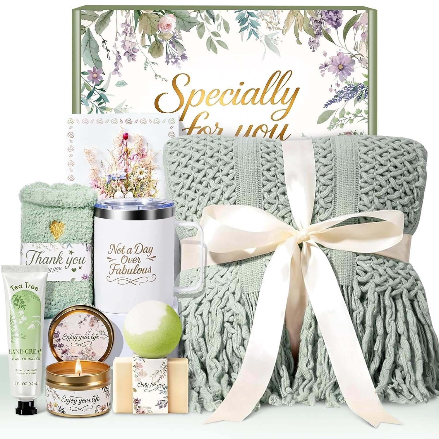 Birthday Gifts for Women, Self Care Gift Basket for Women, Thinking of You & Get Well Soon Gifts, Relaxing Spa Care Package for Mom, Sister, Best Friend, Her