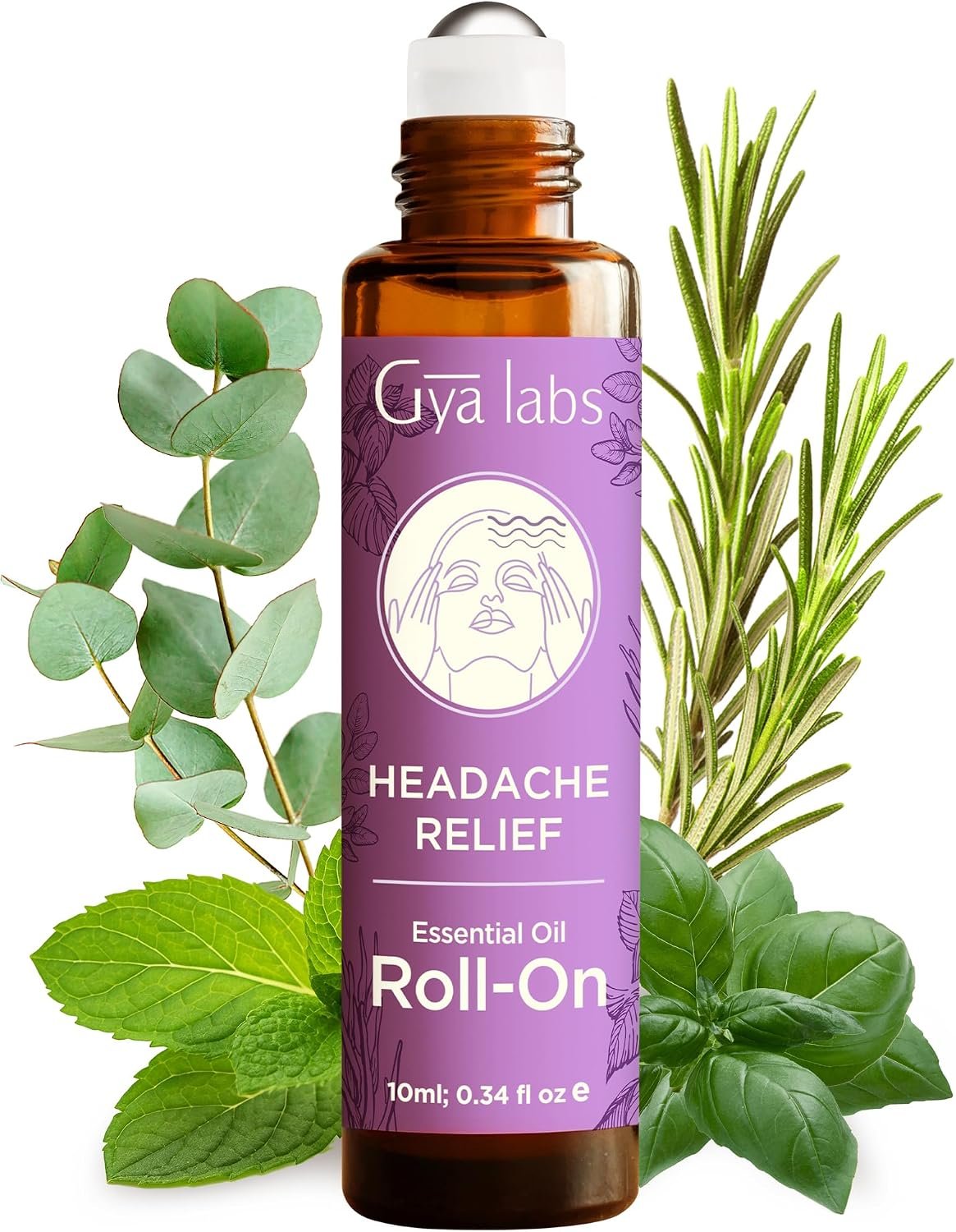 Gya Labs Headache Relief Essential Oil Roll On – 0.34 Fl Oz – Travel Size Roller for Camping, Skin, Aromatherapy Relief, Convenience