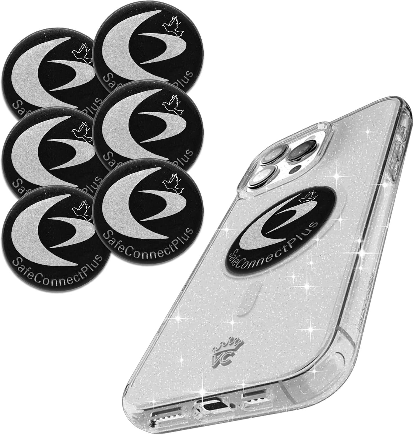Pack of 6 EMF Stickers for Cell Phone- 5G Ready Harmonizer Stickers Proudly Made in USA for Cell Phones, Laptops or Tablets- EMF mega Shield for All Electronic Devices (Silver-Black)