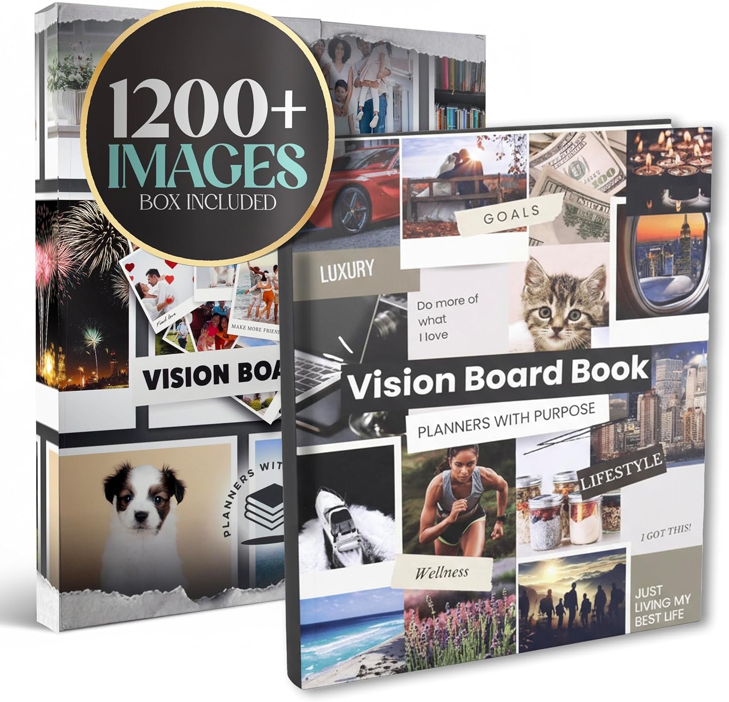 Planners with Purpose Vision Board Book 1,200+ Vision Board Images & Quotes – Goal Setting Vision Journal for Manifestation, Motivation & Lifestyle Inspiration – Law of Attraction Collage Supplies Kit