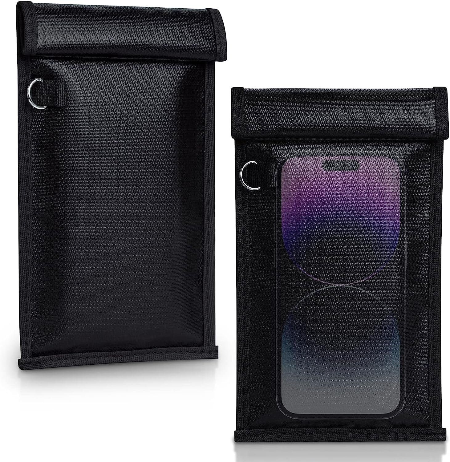 Simket 2 Pack Military Grade Faraday Bags, Fireproof Waterproof Signal Blocking Pouch for Cell Phone & Car Keys, RFID GPS WIFI NFC Blocker, Anti-Tracking Privacy Shielding Pouch for Daily Travel
