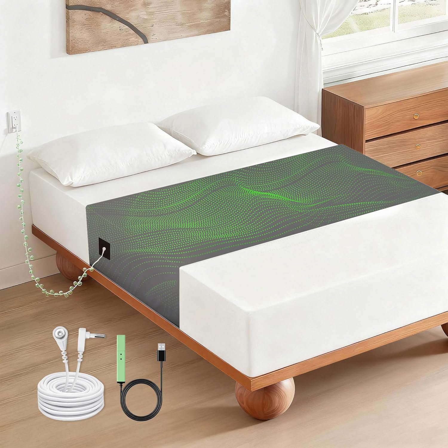 Grounding Sheets for All Mattress Sizes,Grounding Mat for Bed 10% Silver Fiber+90% Cotton Grounding Sheets Sleeping Earth Grounded Mat,Grounding Fitted Sheet Healthy Sleep 106″x23.6″ Gray