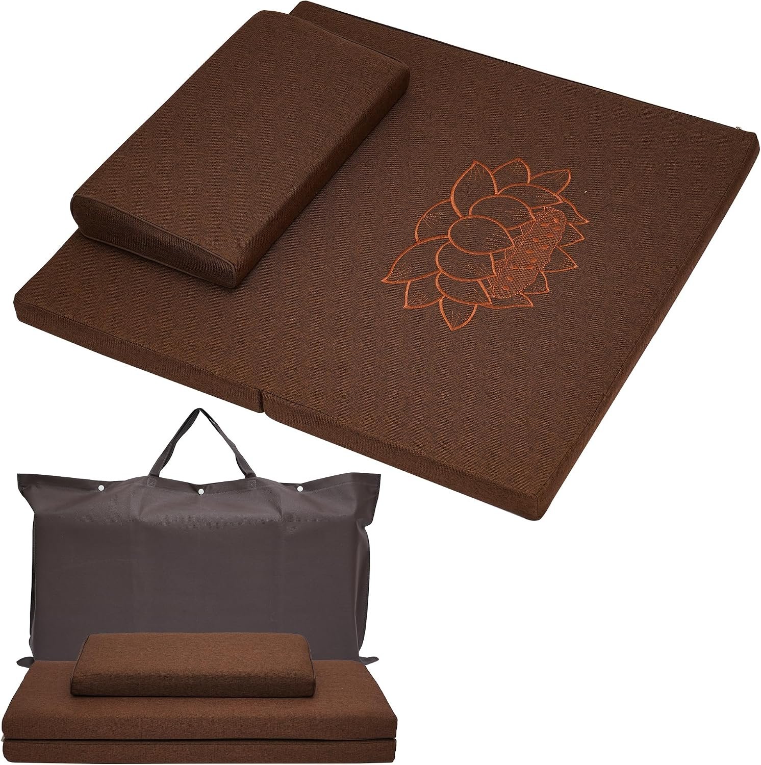 MYOYAY Meditation Cushion Set, 27.6in×27.6in Meditation Pillow for Sitting on Floor, Ergonomic Support for Yoga, Washable Cover, Large Size Floor Cushion for Yoga Mindfulness Meditation