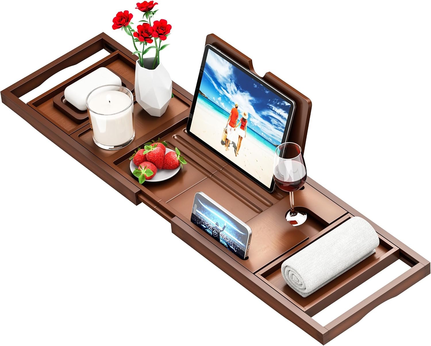 Premium Bathtub Tray Caddy – Bath Table Tray for Bathtub – Bath Tub Tray Table for Bathtub, Expandable Size, Fits Most Bath Tubs