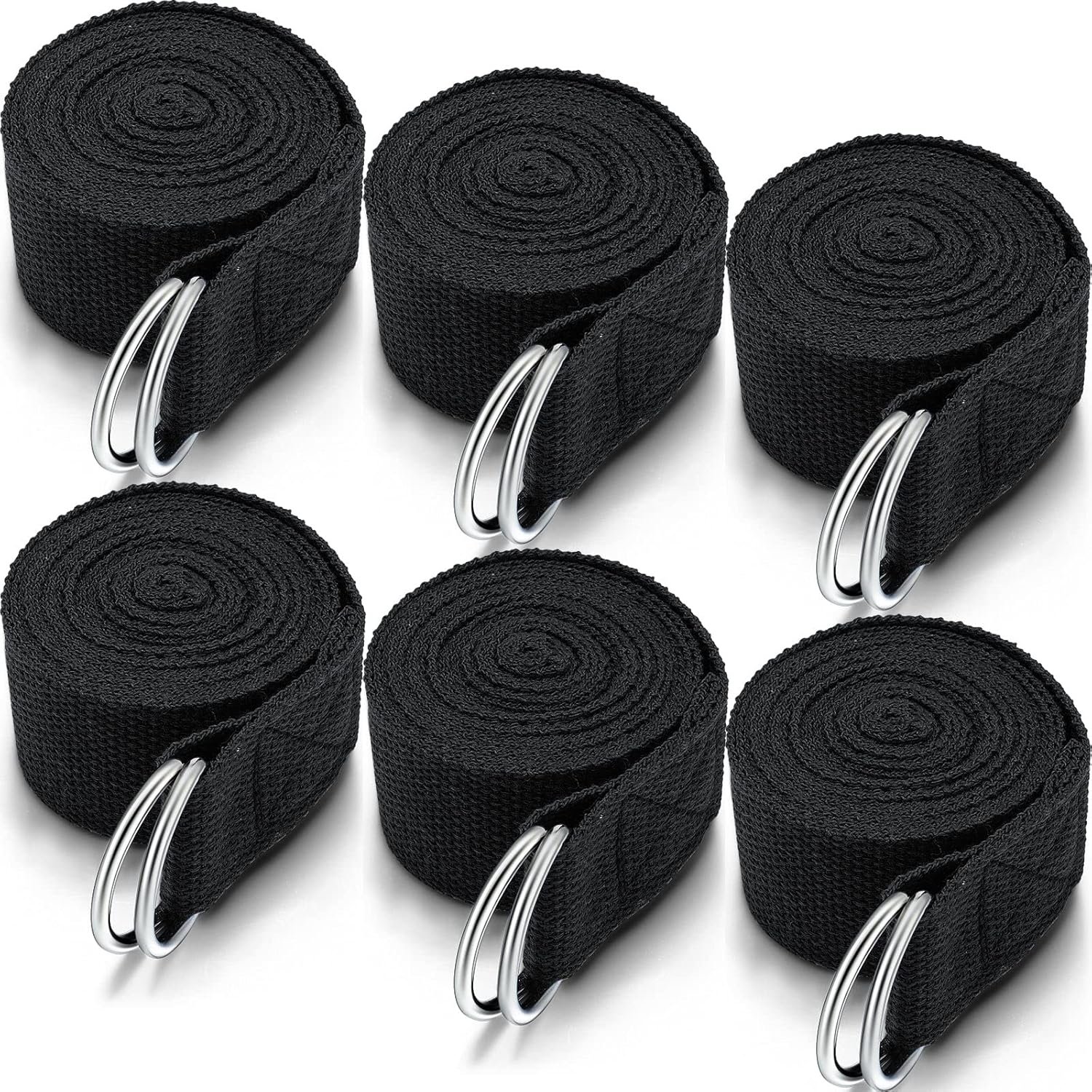 6 Pcs Yoga Strap for Stretching 8 ft Yoga Exercise Adjustable Straps Bands with Safe D Ring Buckle for Pilates, Gym Workouts, Fitness, Physical Exercise, Dance, Improve Flexibility