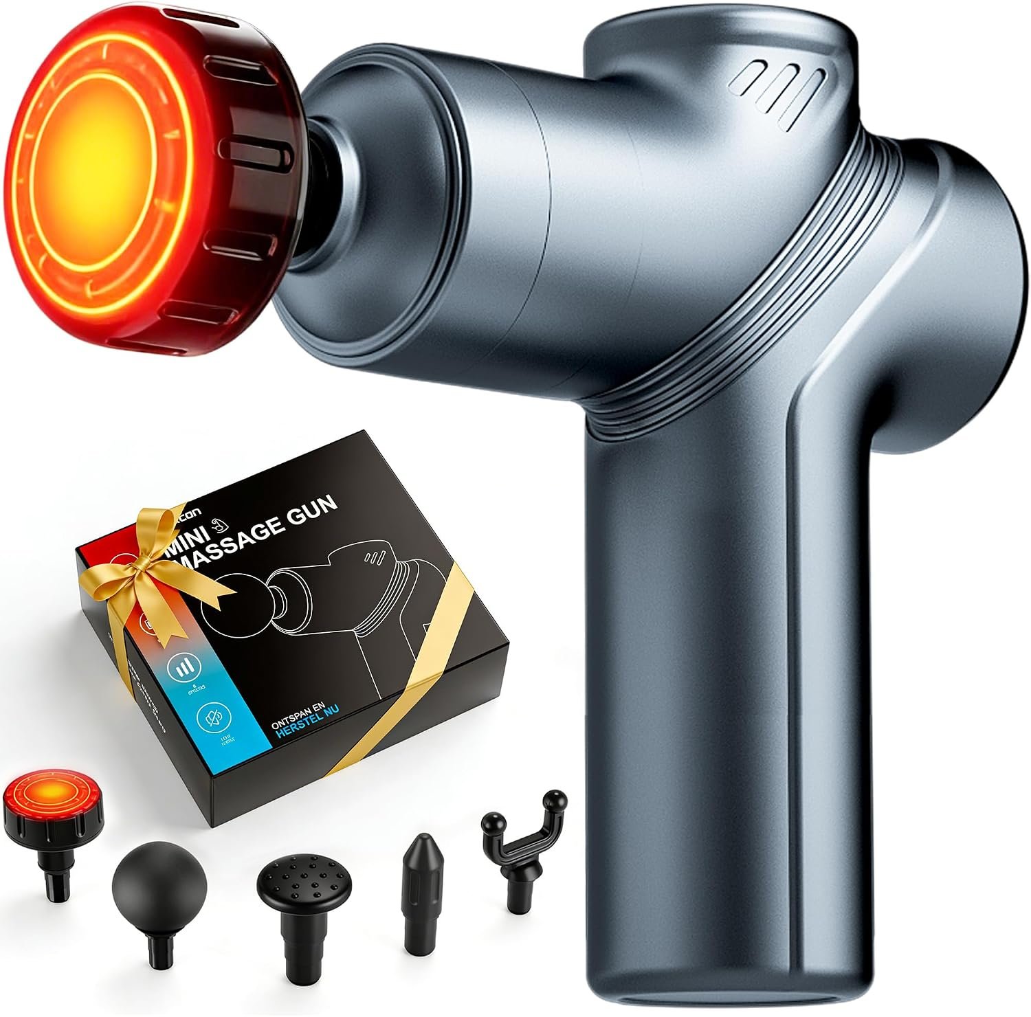 LEERCON Massage Gun with Heat, Deep Tissue Back Massager for Pain Relief, Mini Muscle Percussion Massage Gun, Birthday Gifts for Men Women Dad Home, Office & Travel, Blue