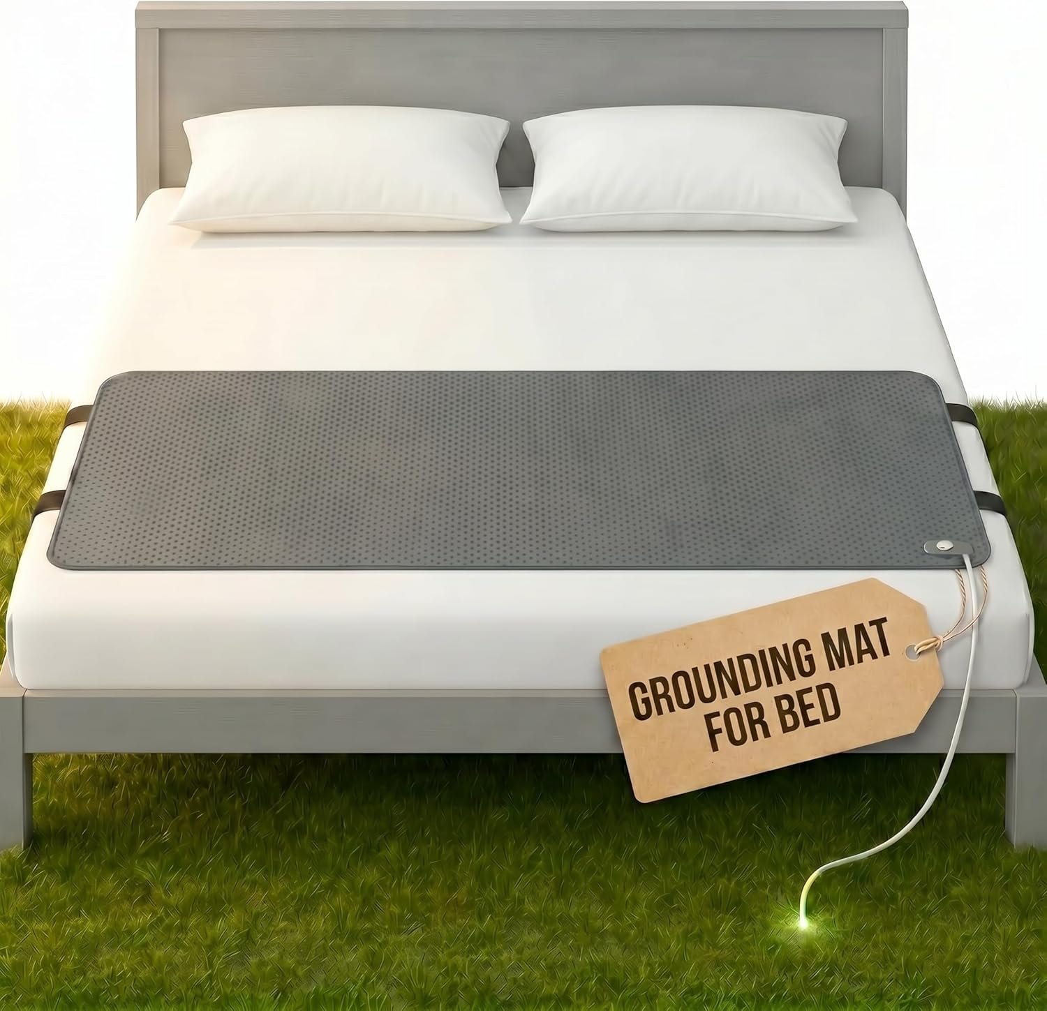 Grounding Mat for Bed (King/Queen/Full/Twin) – Earthing Grounding Pad, Soft Breathable Conductive Carbon Sleep Mat, Better Sleep & Muscle Relaxation, Anti-Slip Durable, Easy Setup, Gift Box Included