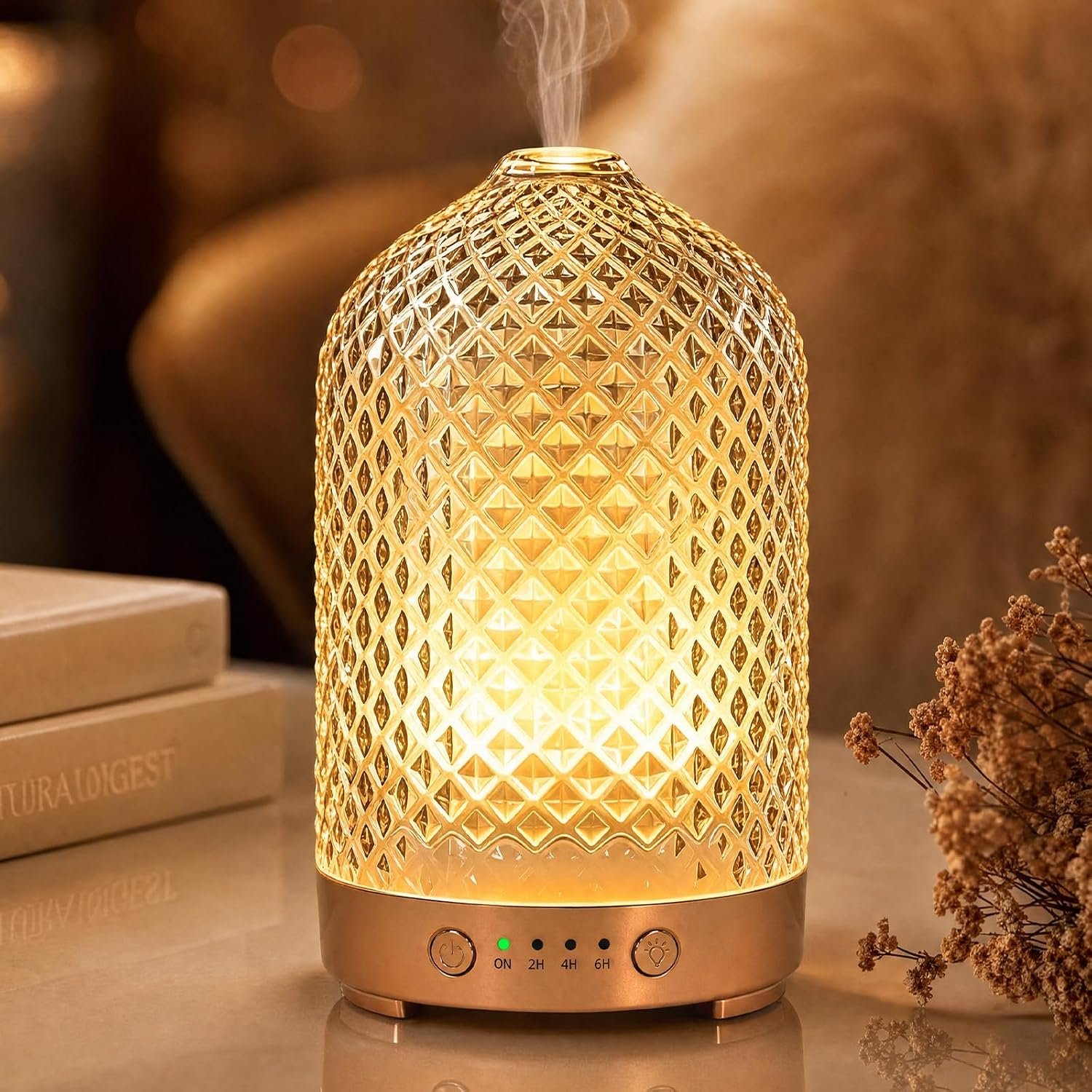 Essential Oil Diffuser for Home- 200ml Aromatherapy Diffuser for Essential Oils with 4 Timer, 7 Color LED Lights Waterless Auto Shut-Off for Home Office Décor Gifts for Women