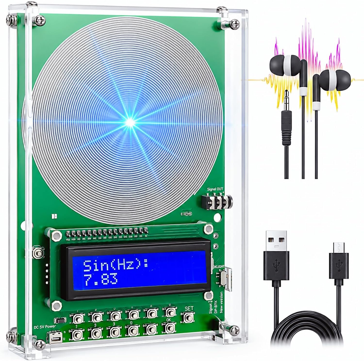Frequency Generator for Healing, 2026 Upgrade 7.83Hz Schumann Resonance Generator, Adjustable 0.01Hz–30kHz Frequency, USB Powered Device for Sleep, Meditation and Yoga with LCD Display