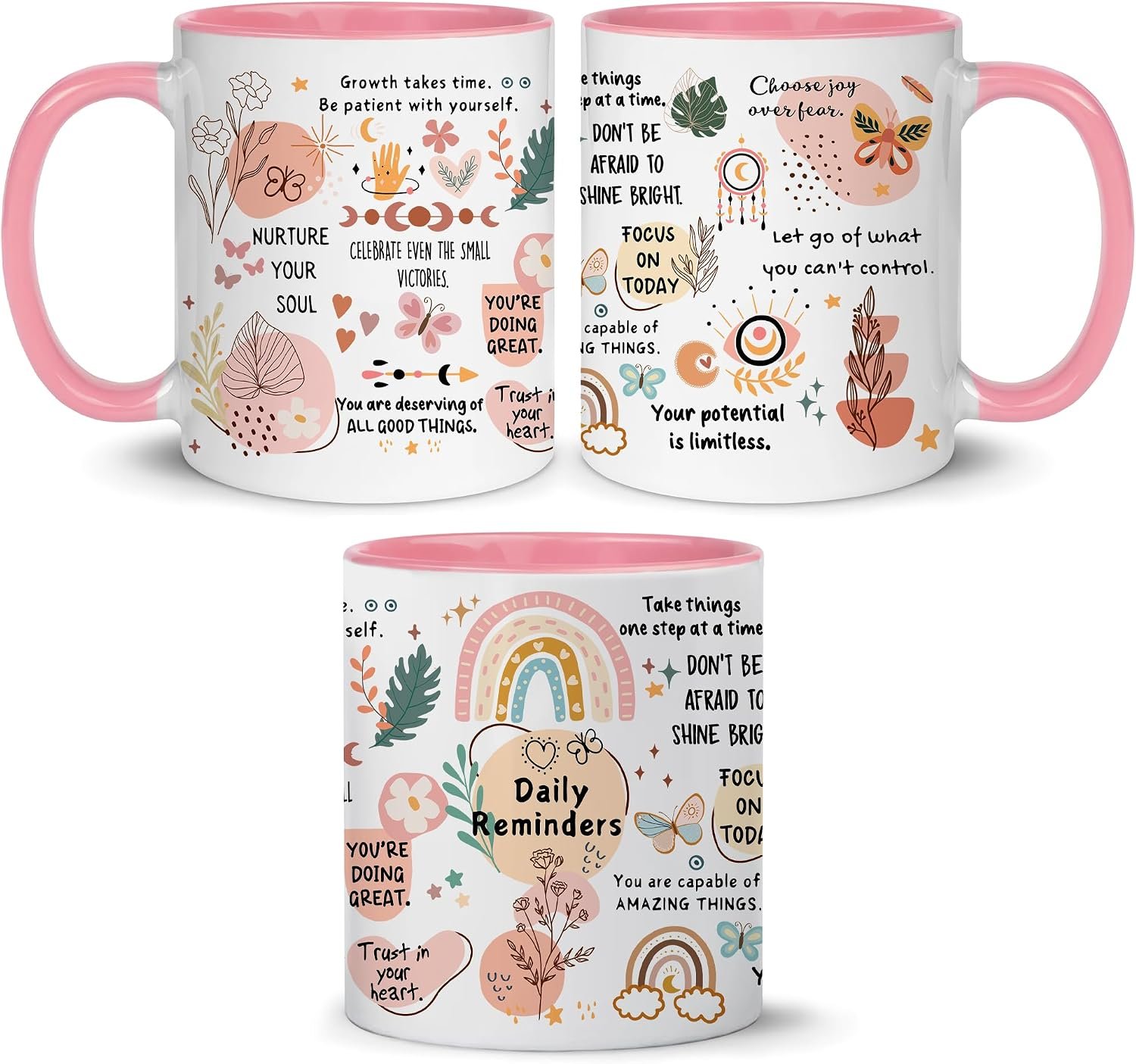 Daily Reminders Mental Health Mug, Affirmation Mug for Women, Motivational Mugs for Women, Female Empowerment Gifts, Self Affirmation Gifts, Positive Energy Gifts for Women, Encouraging Cup