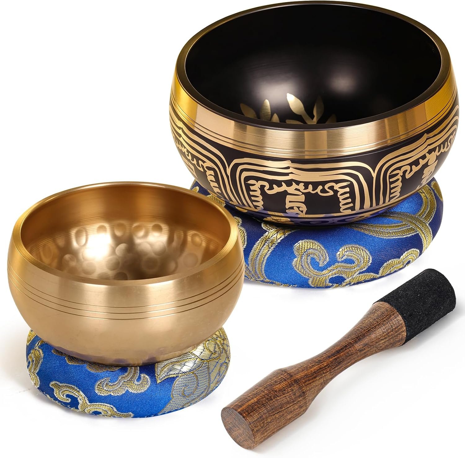 2-Pack Tibetan Singing Bowls Set – 100% Handmade in Nepal, Sound Bowl Meditation Set for Yoga, Chakra Healing, Meditation Gifts, Unique Gifts for Women