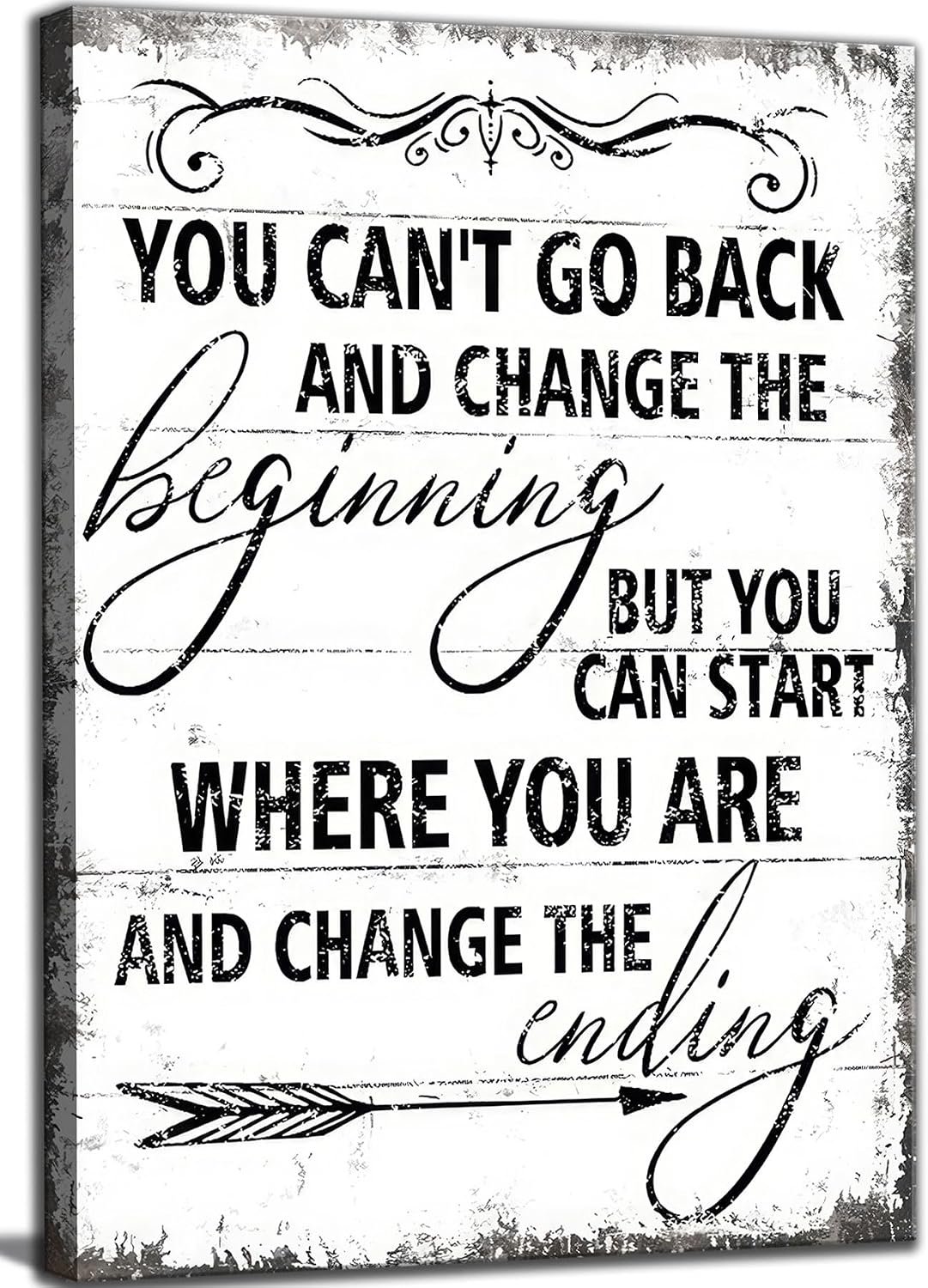 Inspirational Canvas Wall Art You Can’t Go Back and Change The Beginning painting Decor Pictures Motivational Positive Quotes Posters Prints for Bedroom Office Living Room Home Decoration