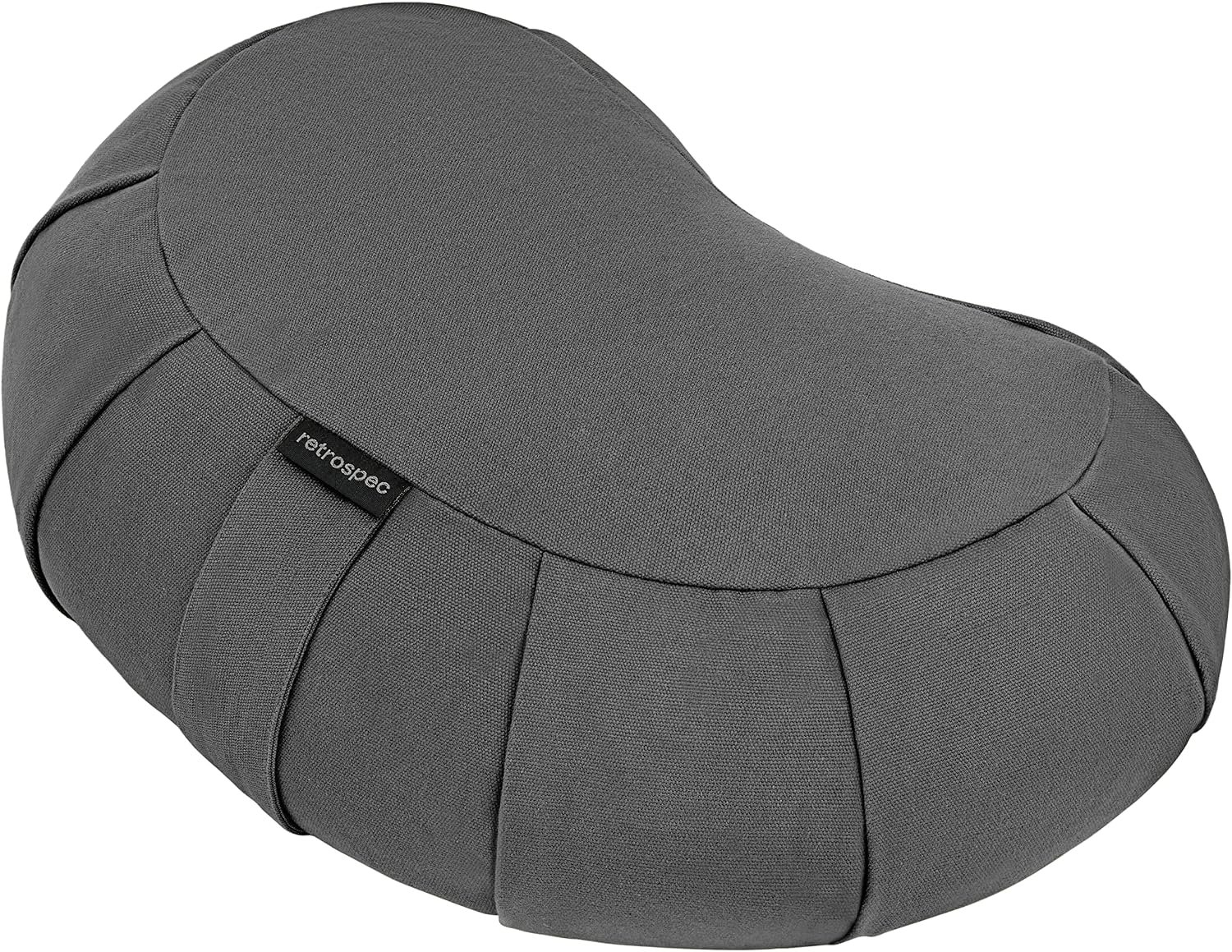 Retrospec Sedona Zafu Meditation Cushion with Buckwheat Hull Fill – Adjustable Yoga & Pilates Equipment Support – 17in Crescent Cotton Cover