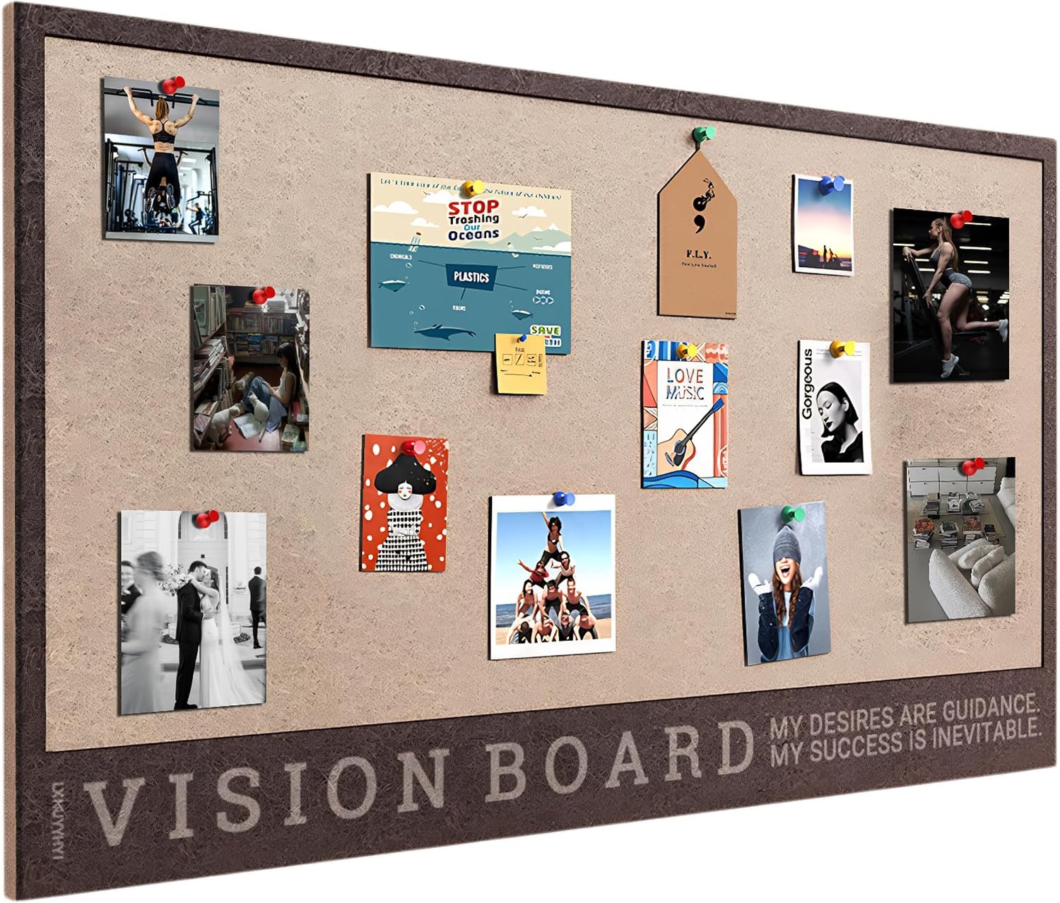 Minimalist Vision Board Felt Dream Board-Premium DIY Vision Boards,Vision Board Supplies,Vision Board Kit Bottom Plate,23.6×15.7 inches(Brown+Camel)