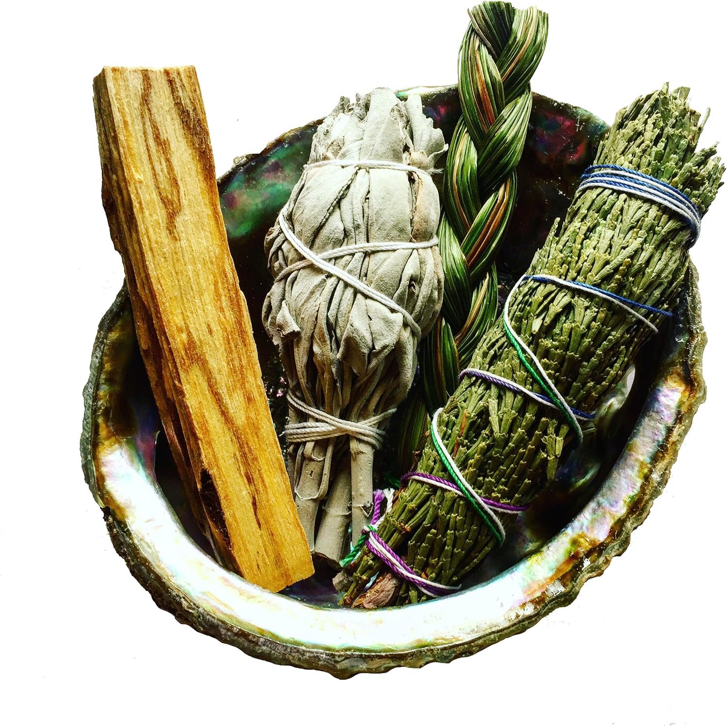 Sacred Medicine Smudge Kit | White Sage, Cedar, Palo Santo, Sweetgrass in Abalone Shell