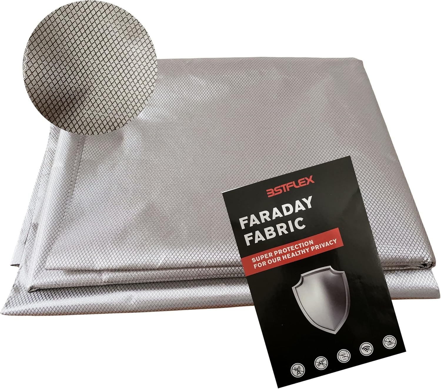 43.3” x 98Inch Faraday Fabric Military Grade Faraday Cloth for Shielding RFID, EMP, EMF, EMI, 5G, WiFi, Bluetooth, GPS, Prevents Radiation and electromagnetic Interference