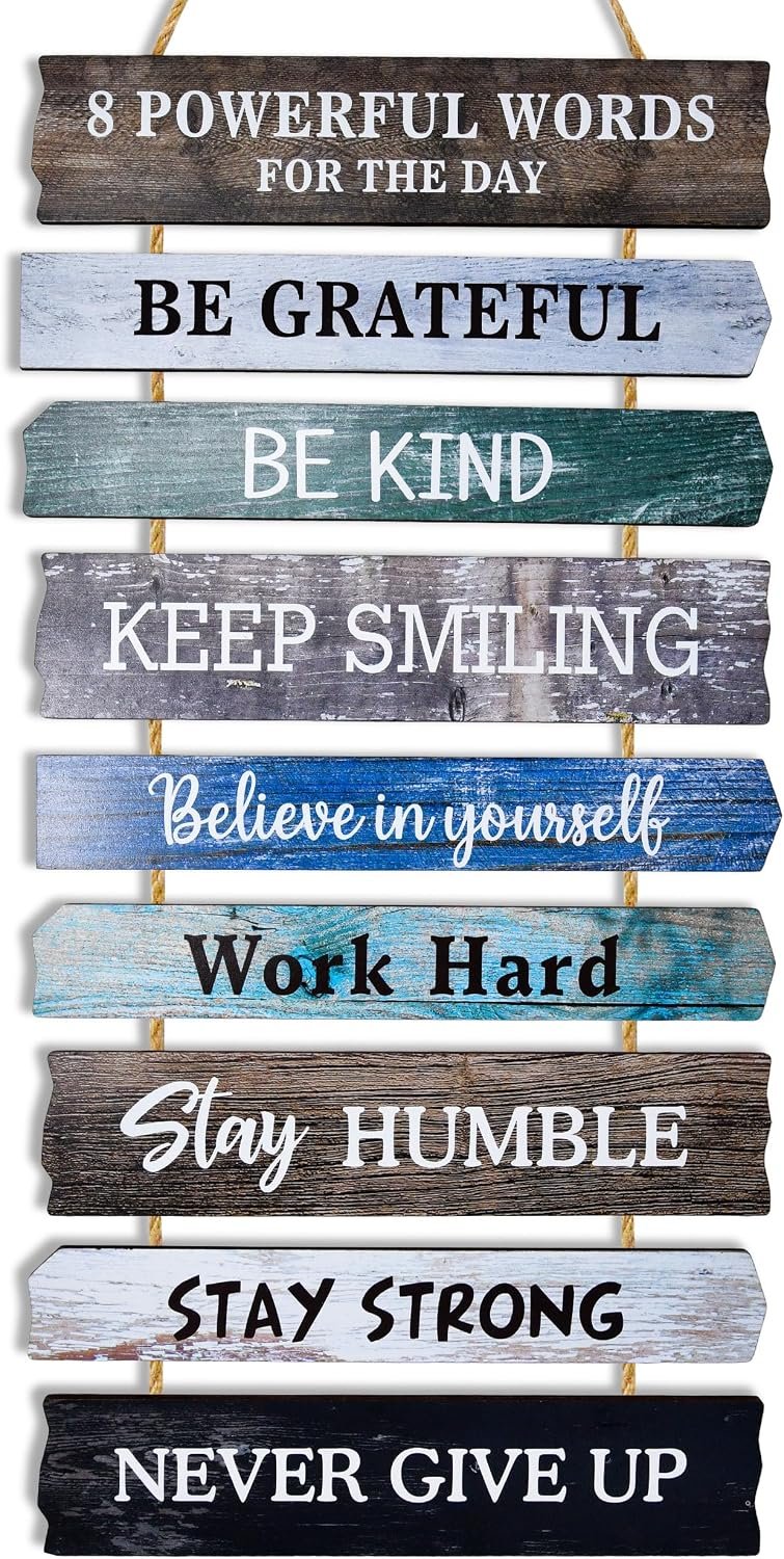 Inspirational Wall Art Decor for Office, Wooden Rustic Hanging Motivational Decoration Sign, Inspiring Positive Quotes for Home Living Room Bedroom Bathroom Classroom Gym 10″x24″