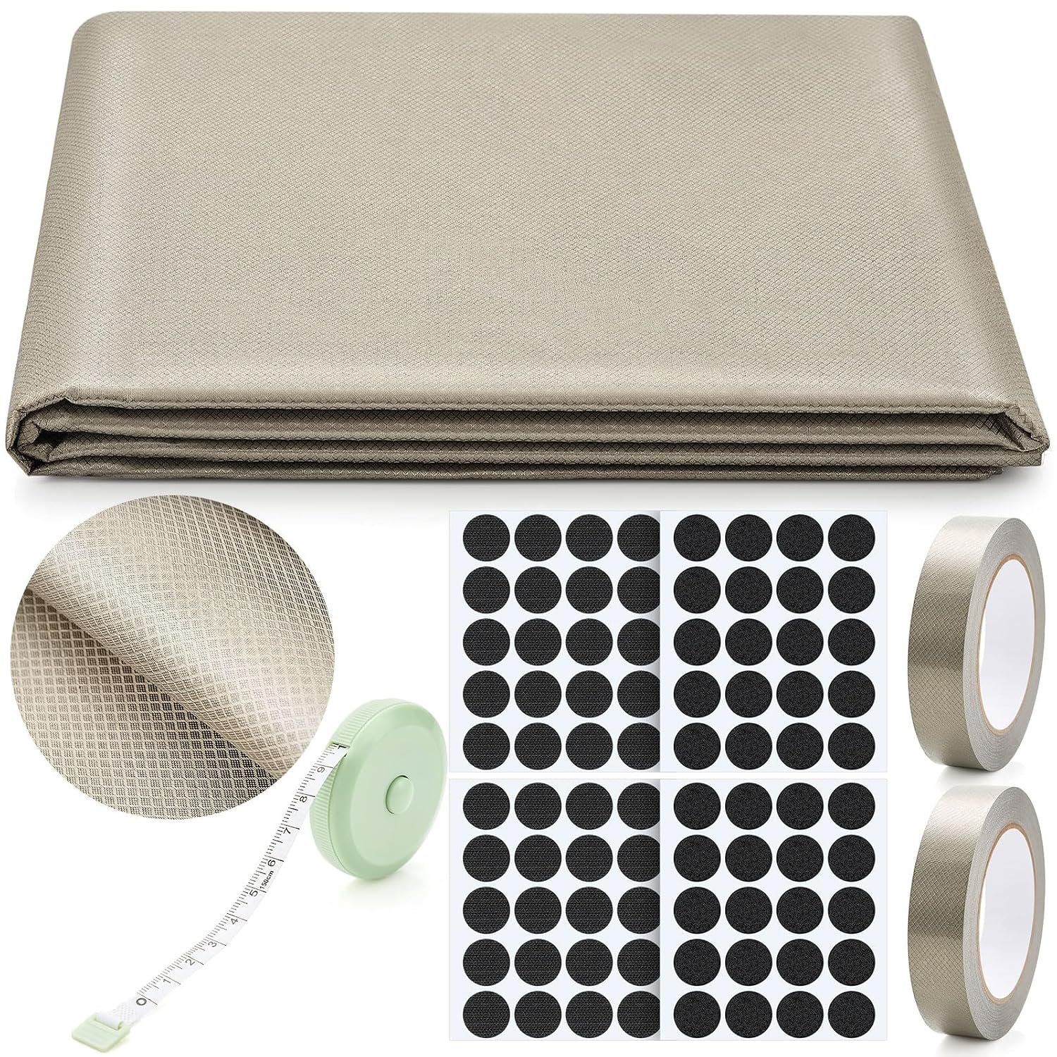 Fanfanwin Faraday Fabric Set Faraday Cloth 43”x 236” with 2pcs 787” Faraday Tape DIY Faraday Bag for Home Military Grade Nickel Copper for Protection