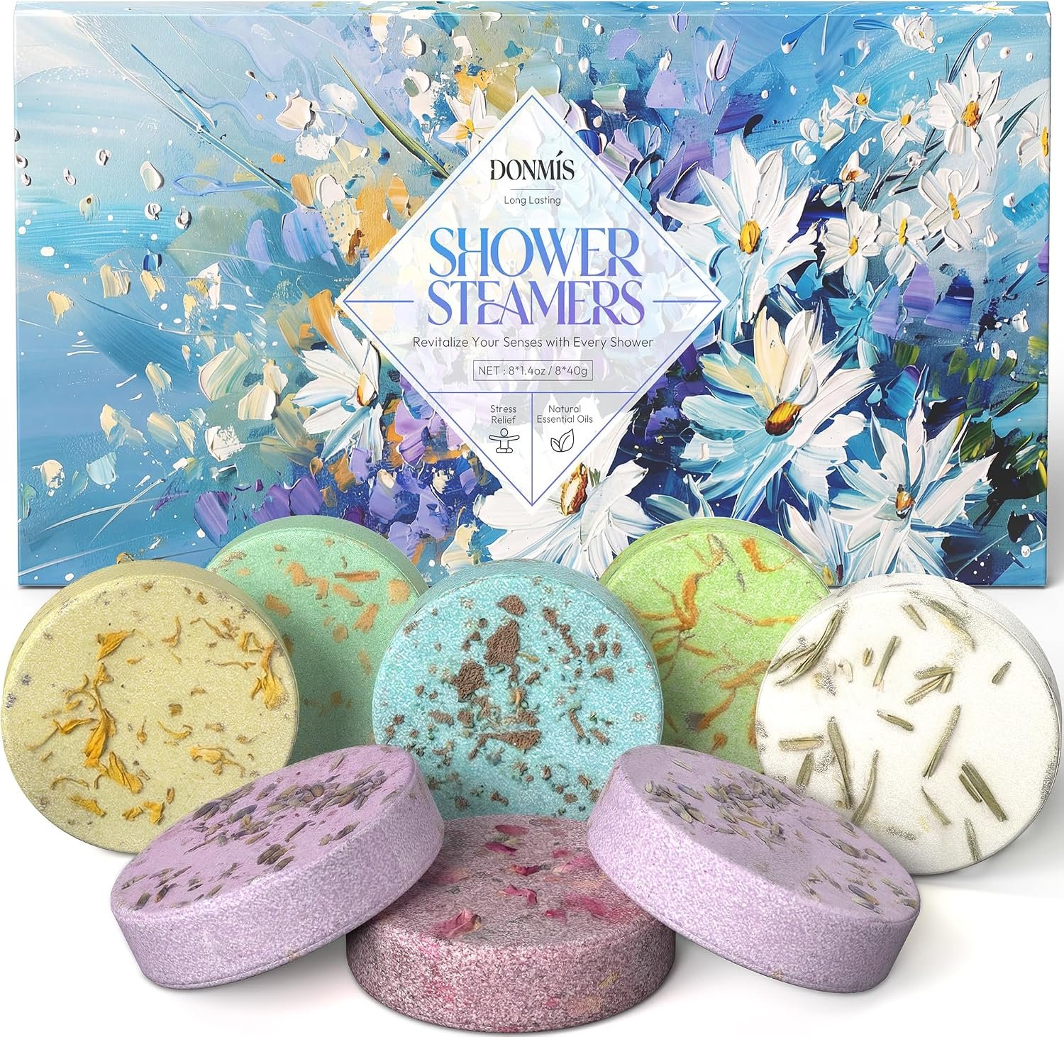 Shower Steamers Aromatherapy 8 Pack –Natural Essential Oil Shower Bombs for Self Care, Home Spa, Stress Relief & Relaxation, Birthday Gifts for Women and Men. Sky Garden Style