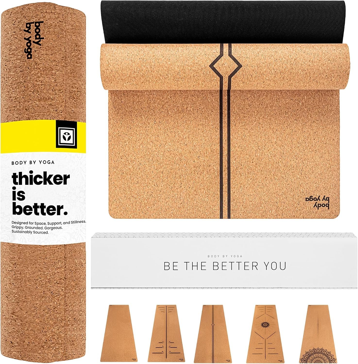 Luxury Cork Yoga Mat – Non Slip, Extra Thick Grip. Thicker, Longer, and Wider for More Comfort and Support. Tough Enough For Hot Yoga. Natural, Non Toxic, and Eco Friendly. Optional Alignment Lines.