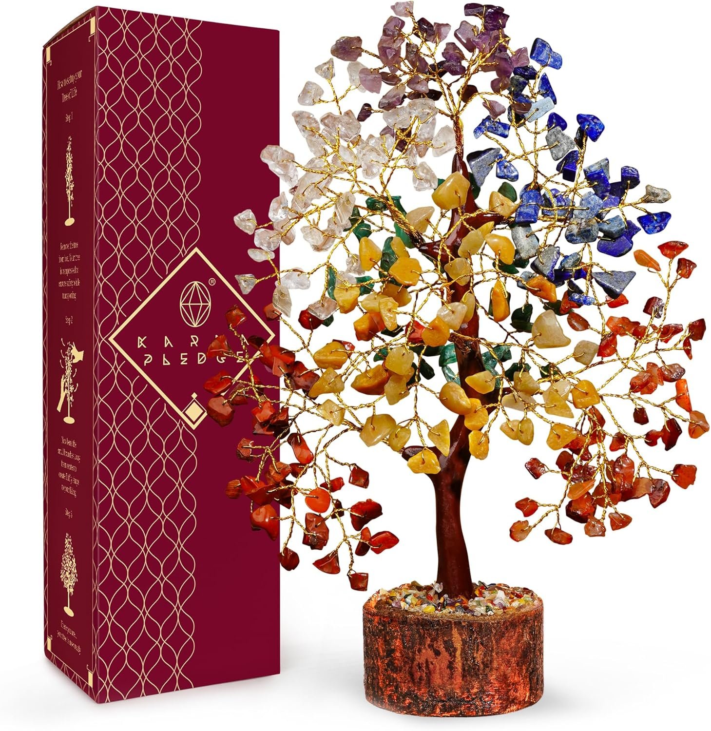 Chakra Tree of Life Birthday Gifts for Women, Mom, Sister, Friends, Handmade Healing Crystal Tree Brings Money, Positivity & Good Luck, Boho Home, Room and Office Desk Decor, Unique Return Gift