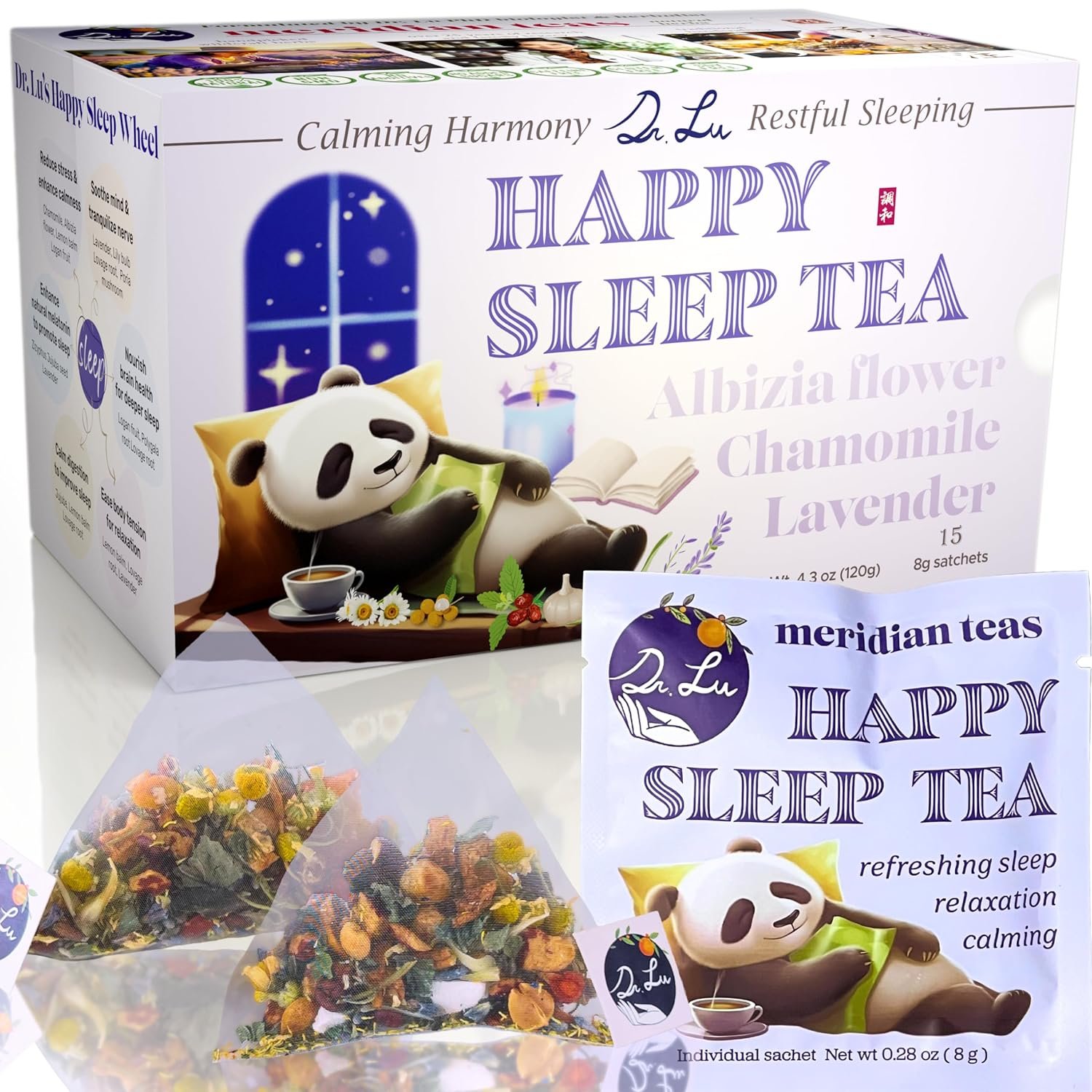 Dr. Lu’s Happy Sleep Tea | 100% Natural Calming Tea for Stress Relief | Bedtime tea for Fast, Deep, Restful Sleep | Handcrafted Sleepy Blend with Chamomile, Lavender, Lemon Balm & 8 More Relaxing Herbs