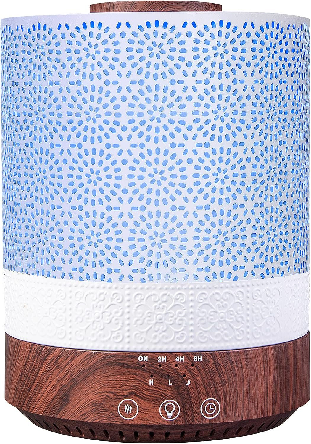 BlueHills 2500 ML XL Essential Oil Diffuser for Large Room Aroma Humidifier Home Decor Bed Baby Room Big Huge 2.5 L Capacity Long Run Color Lights Decorative Design High Mist Dark Wood Grain F004