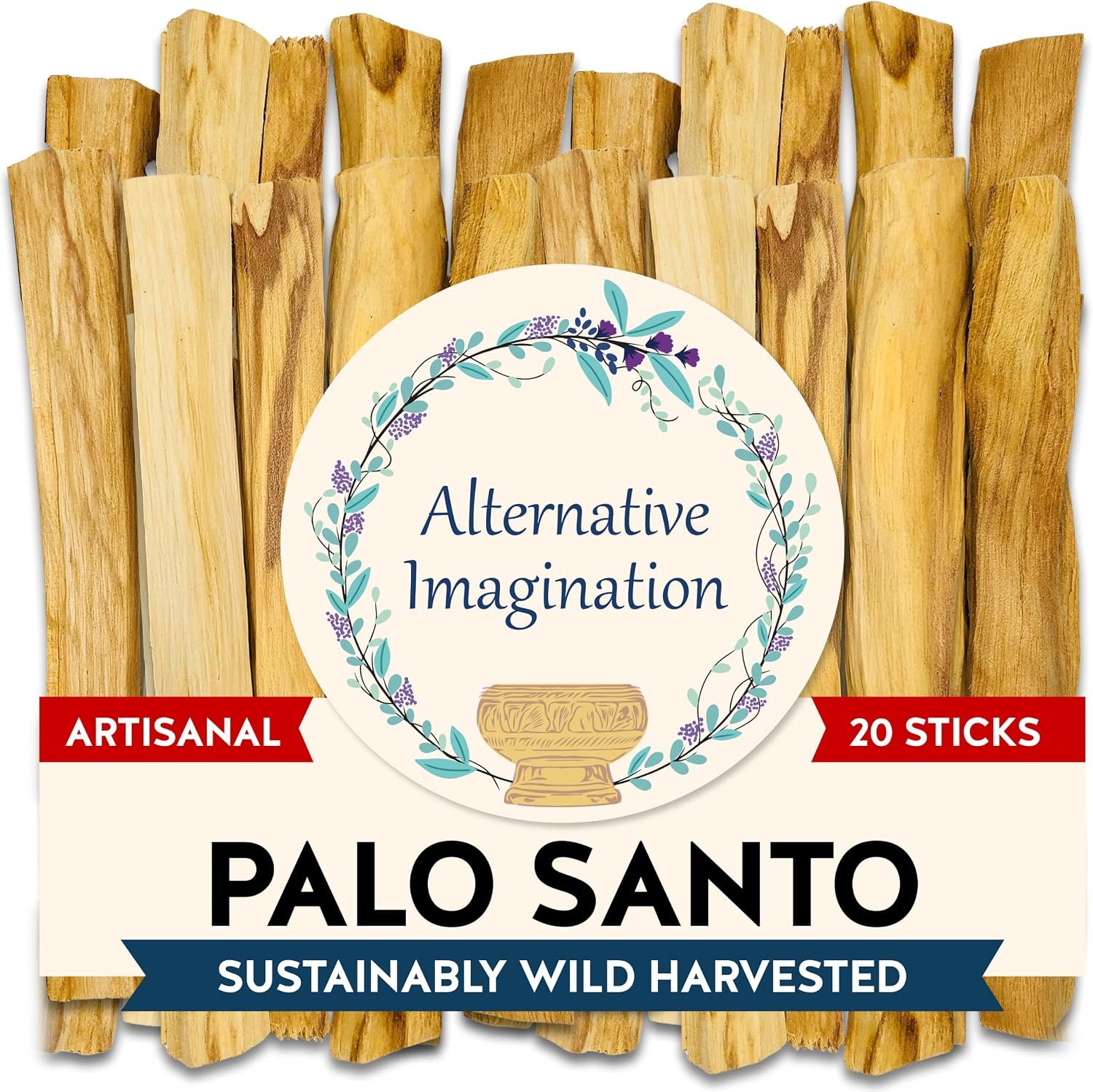 Palo Santo Sticks – Incense Sticks for Spiritual Cleansing, Stress Relief, Meditation Accessories, Home Fragrance – Sustainably Wild Harvested – Pack of 20 – Alternative Imagination