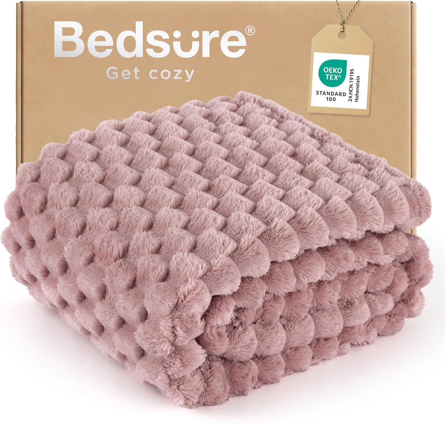 Bedsure Dusty Rose Throw Blanket for Couch – 350GSM Fluffy Plush Bubble Blanket for Bed Home Room Decor, GentleSoft Cute Fleece Soft Cozy Gifts for Women Girls, 50×60 Inches