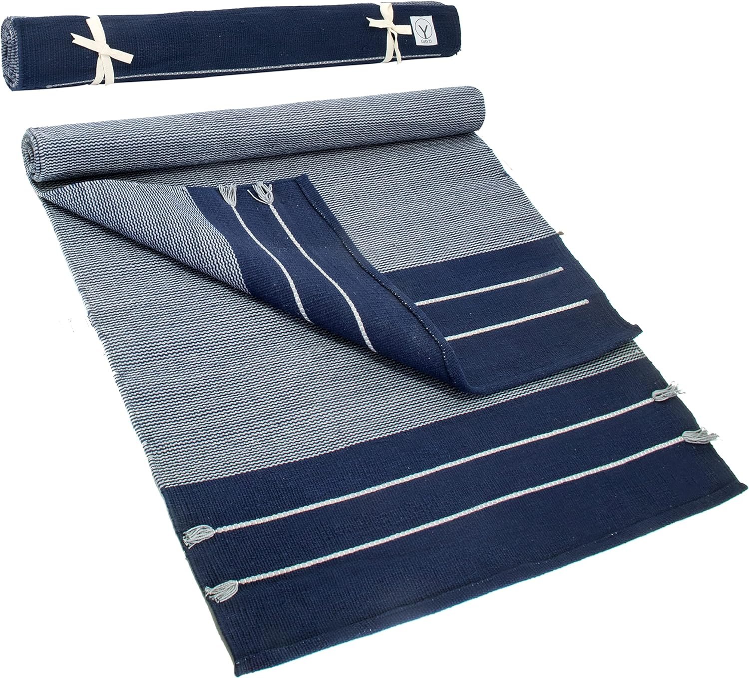 Y O Gayo Handmade Organic Yoga Mat made with 100% Organic Cotton Yoga Mat – Natural Yoga Rug for Exercise, Workout, & Fitness Rug – Hand Weaved, Washable – 74 inches X 26 Inches – multi-color