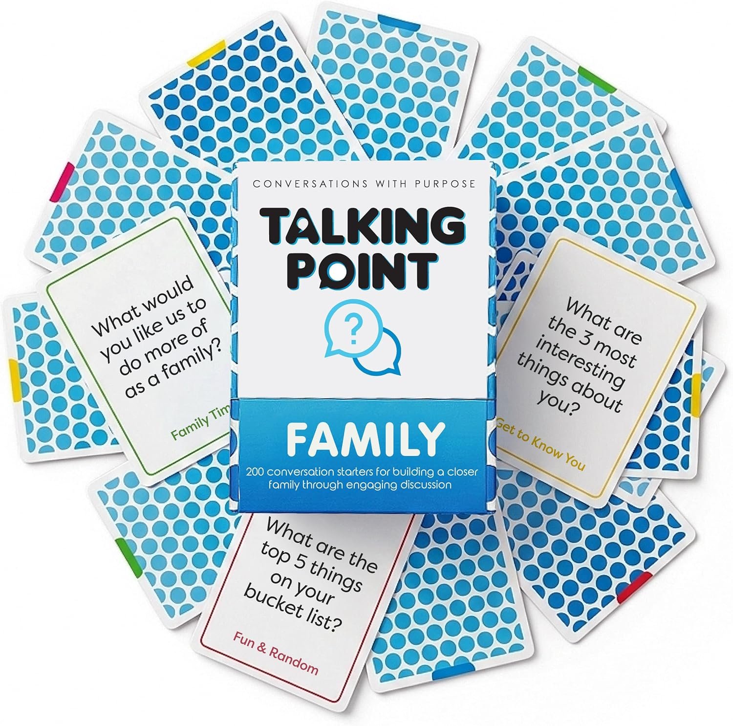 200 Family Conversation Cards for Kids & Adults – Put Down the Phones & Connect at the Dinner Table – Meaningful Questions to Get to Know Each Other – Game Night Gift for Christmas & Road Trips