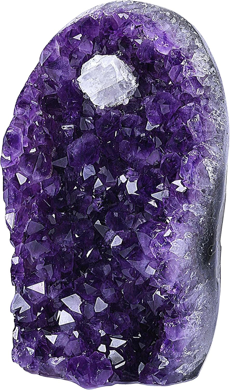 Premium Amethyst Geode Stone Cluster [1 to 1.5 lb.] – Each Piece is Unique & Natural – Real Raw Healing Crystal Rock from Uruguay – Deep Purple Decoration – FREE Selenite Wand