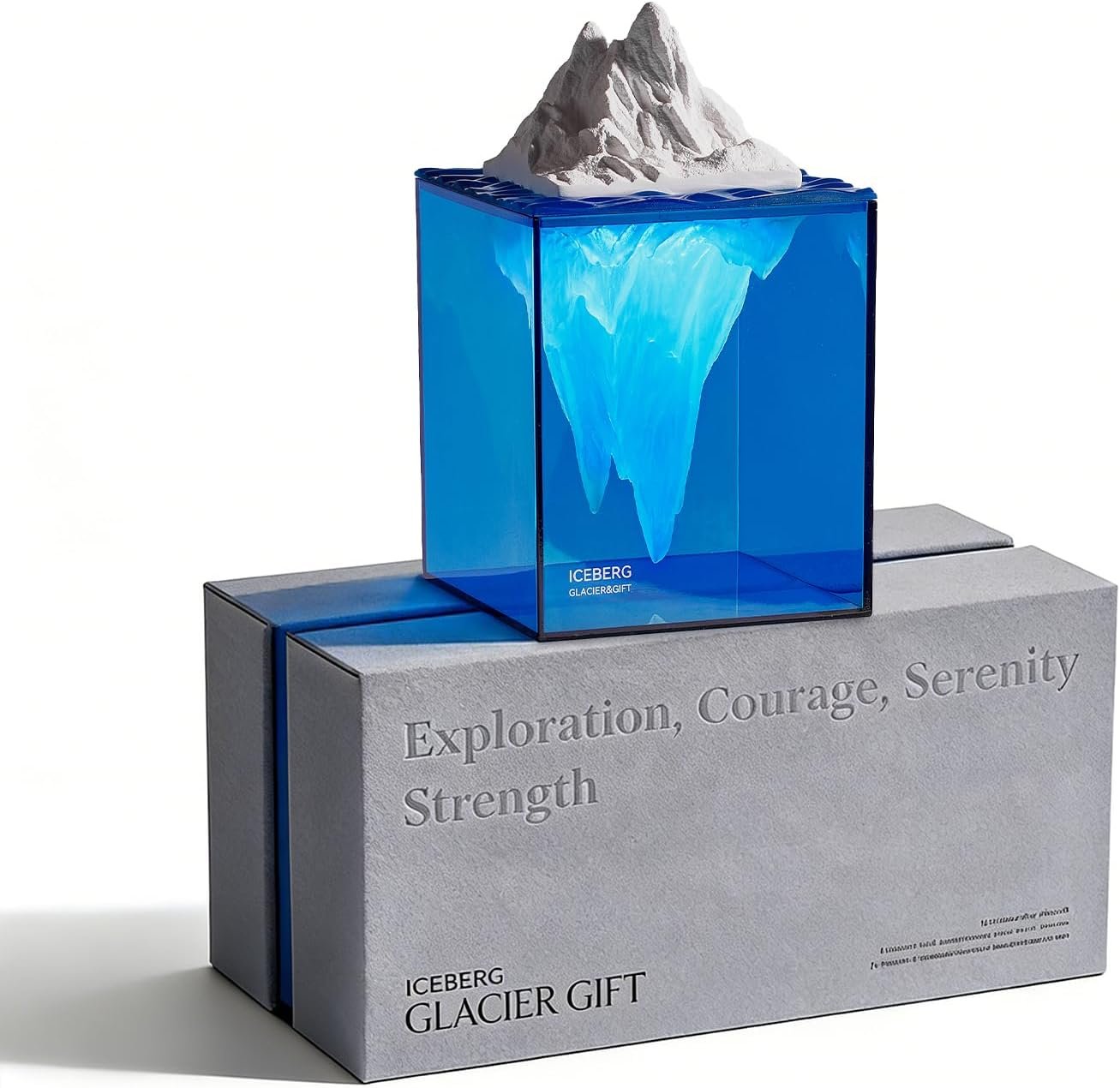 Calming Iceberg Essential Oil Stone Diffuser & Mood Lamp, Silent Flameless Aromatherapy Night Light, Minimalist Zen Decor for Stress Relief, Mindfulness & Meditation Gift (Glacier Blue)