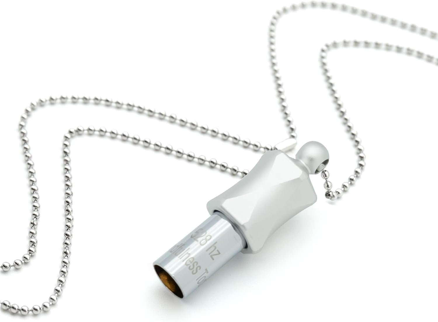 528Hz Breathing Meditation Necklace – Anxiety Relief Whistle, Stress Reduction & Mindfulness Tool for Focus, Calm Breathing – Silver Whistle