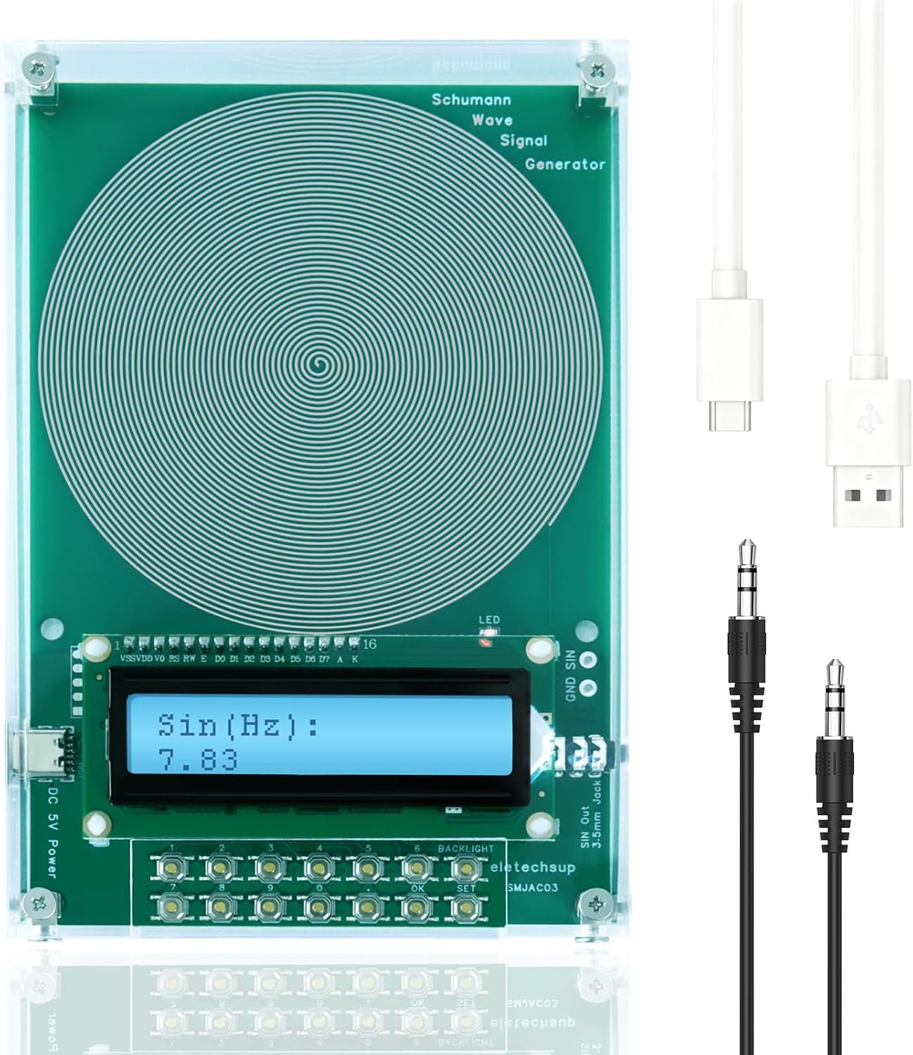 Adjustable Frequency Generator for Healing (0.01Hz-100kHz), 7.83Hz Schumann Resonance Generator, Suitable for Improving Sleep, Stress Reduction,Yoga and Meditation | USB Powered