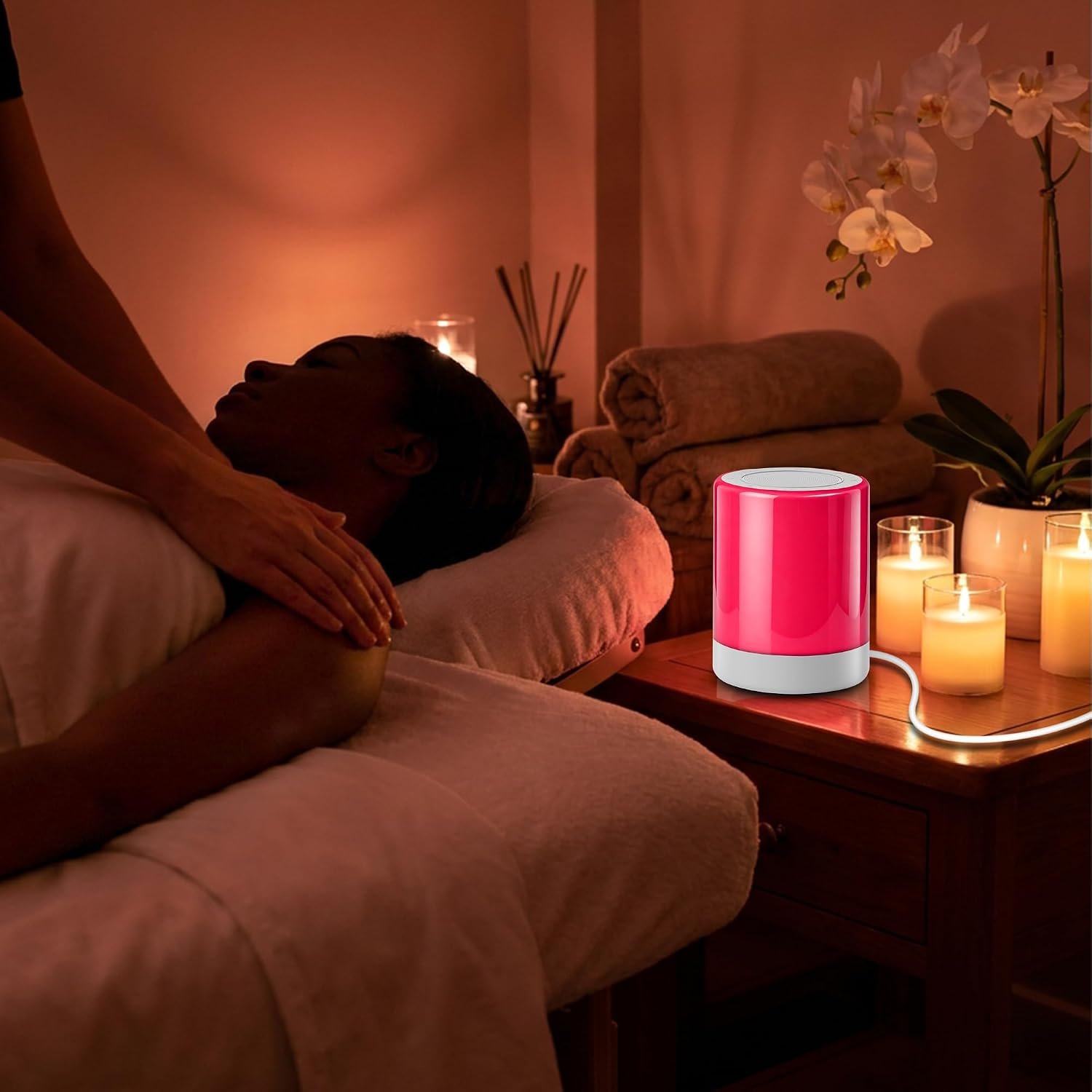 Electronic Tibetan Singing Bowl Sound Machine | 8 Healing Frequencies, Red Night Light, Touch Control, Auto Timer, USB Plug-in, for Meditation, Sleep, Yoga & Chakra Healing